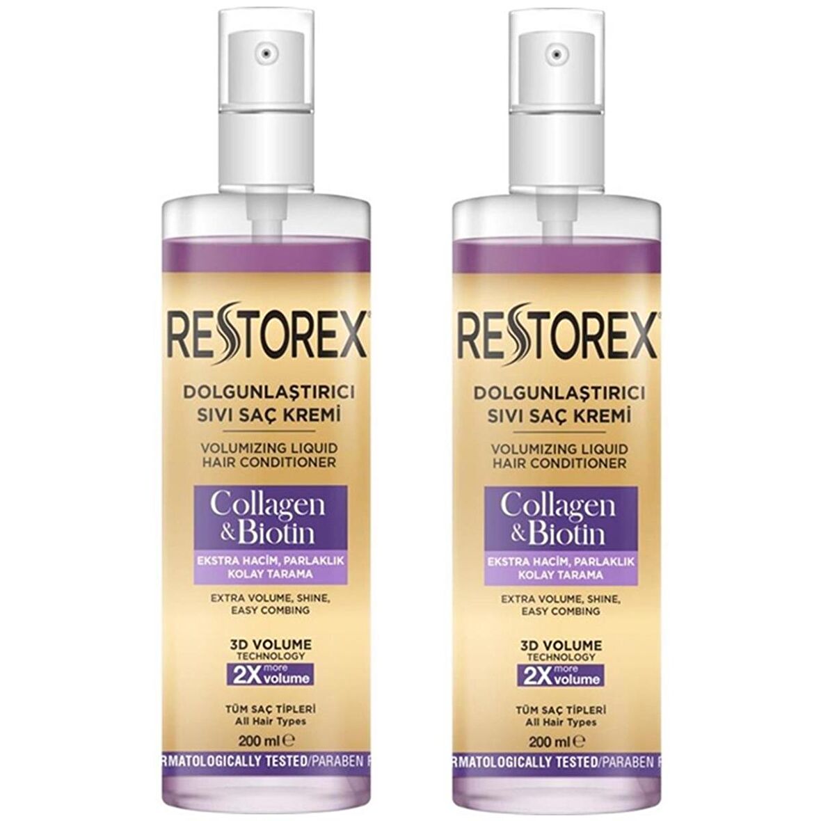 Restorex Collagen Ve Biotin Dolgunlaştırıcı Sıvı Saç Kremi 200 ml 2 ADET