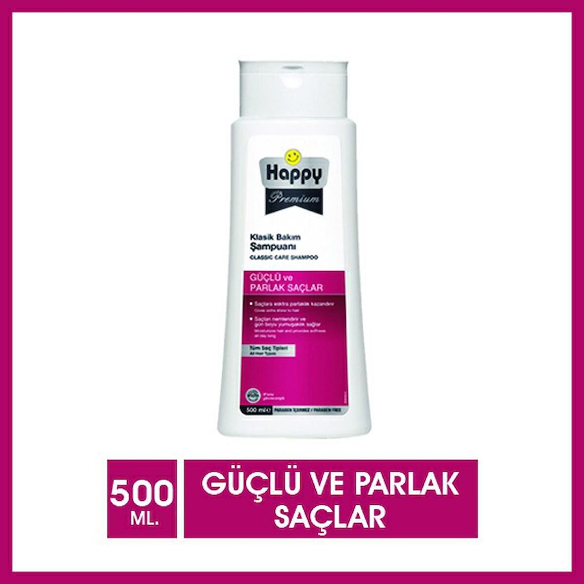 Happy Premium Güçlü ve Parlak Saçlar Klasik Bakım Şampuanı 500 ml