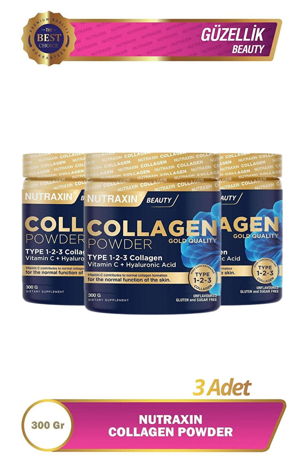 Nutraxin Beauty Collagen Powder Gold Quality 300 gr 3 Adet