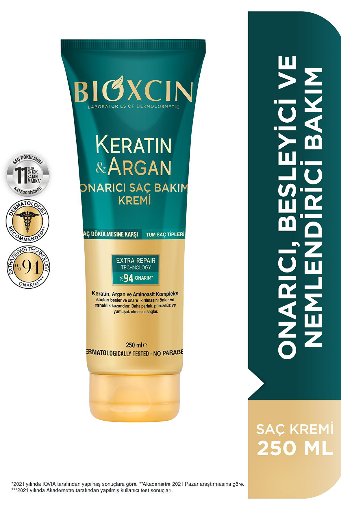 Bioxcin Keratin Argan Onarıcı Saç Bakım Kremi 250 ml Yıpranmış Ve Hasar Görmüş Saçlar