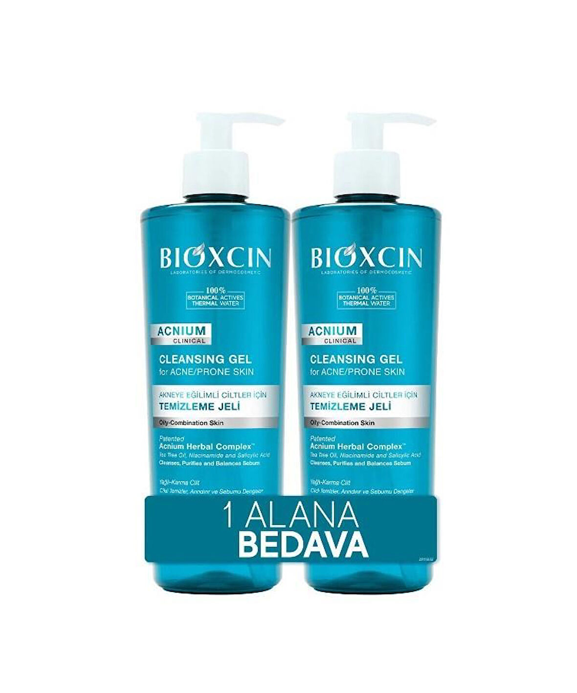 Bioxcin Acnium Sebum Dengeleyici Yüz Yıkama Jeli 500 ml + 500 ml Avantaj Paket