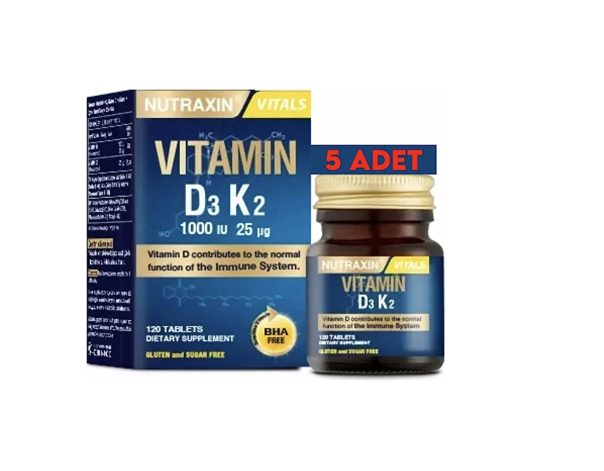 Nutraxin Vitamin D3K2 1000 Iu 120 Tablet 5 Adet