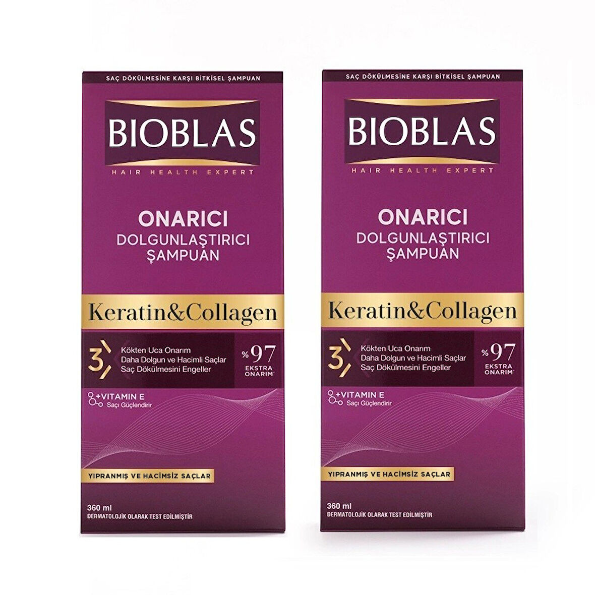 Bibolas Keratin Collagen Onarıcı Dolgunlaştırıcı Şampuan 360 ml 2 ADET