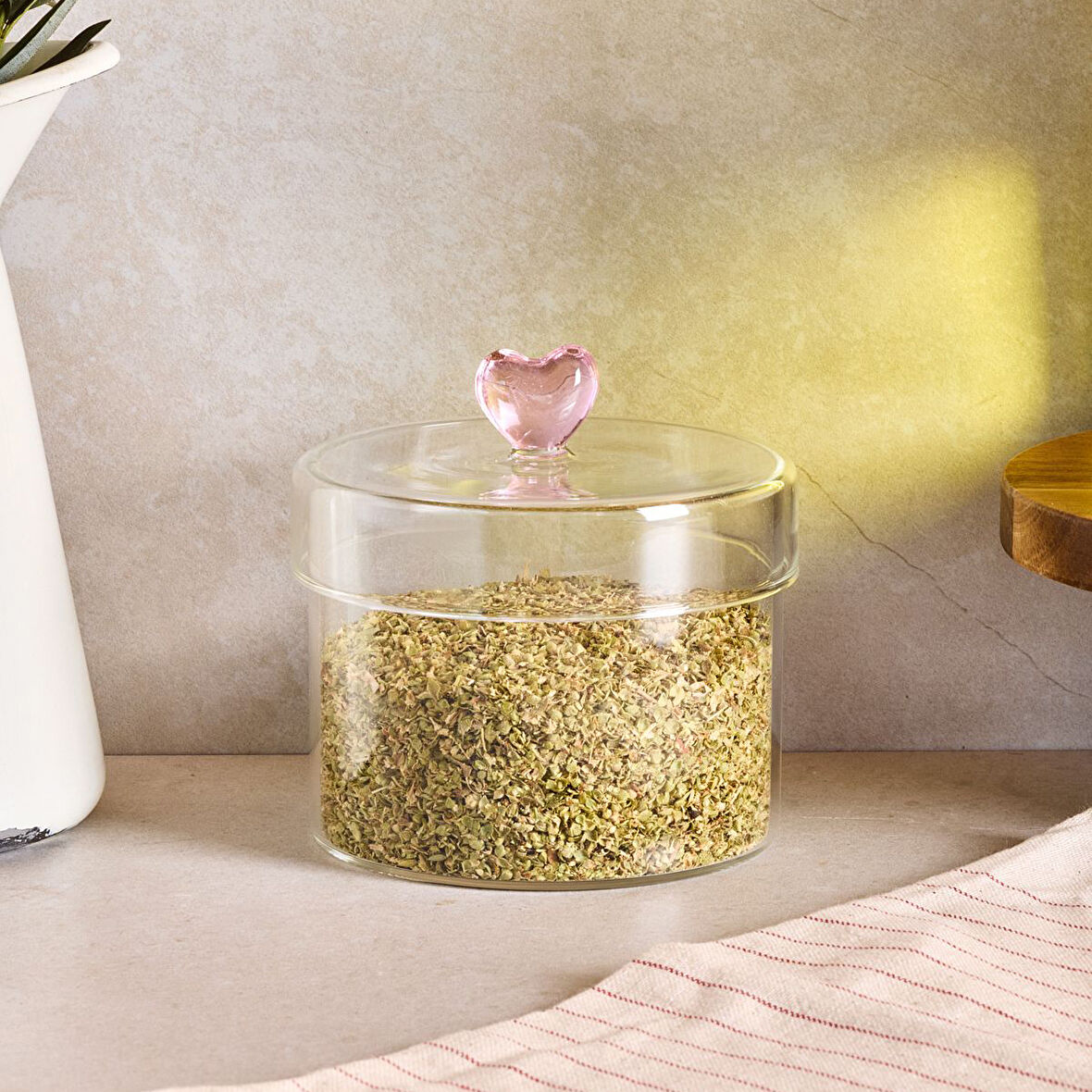 Perotti Hearts Borosilikat Cam Kavanoz 450 ml 10x8 cm