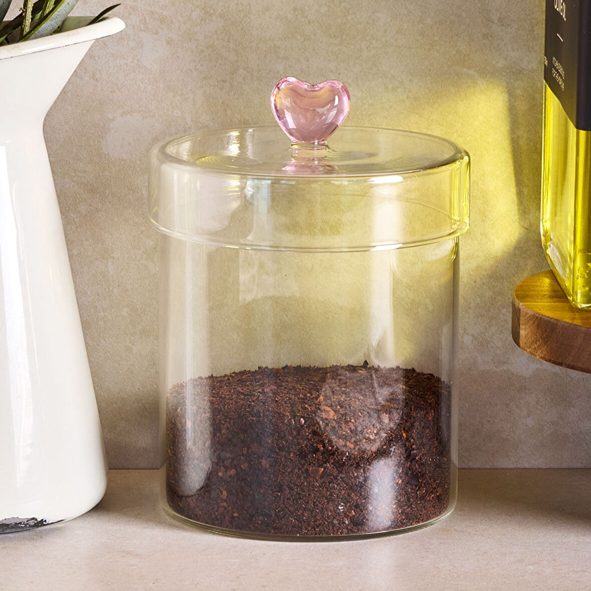 Perotti Hearts Borosilikat Cam Kavanoz 750 ml 10x12 cm