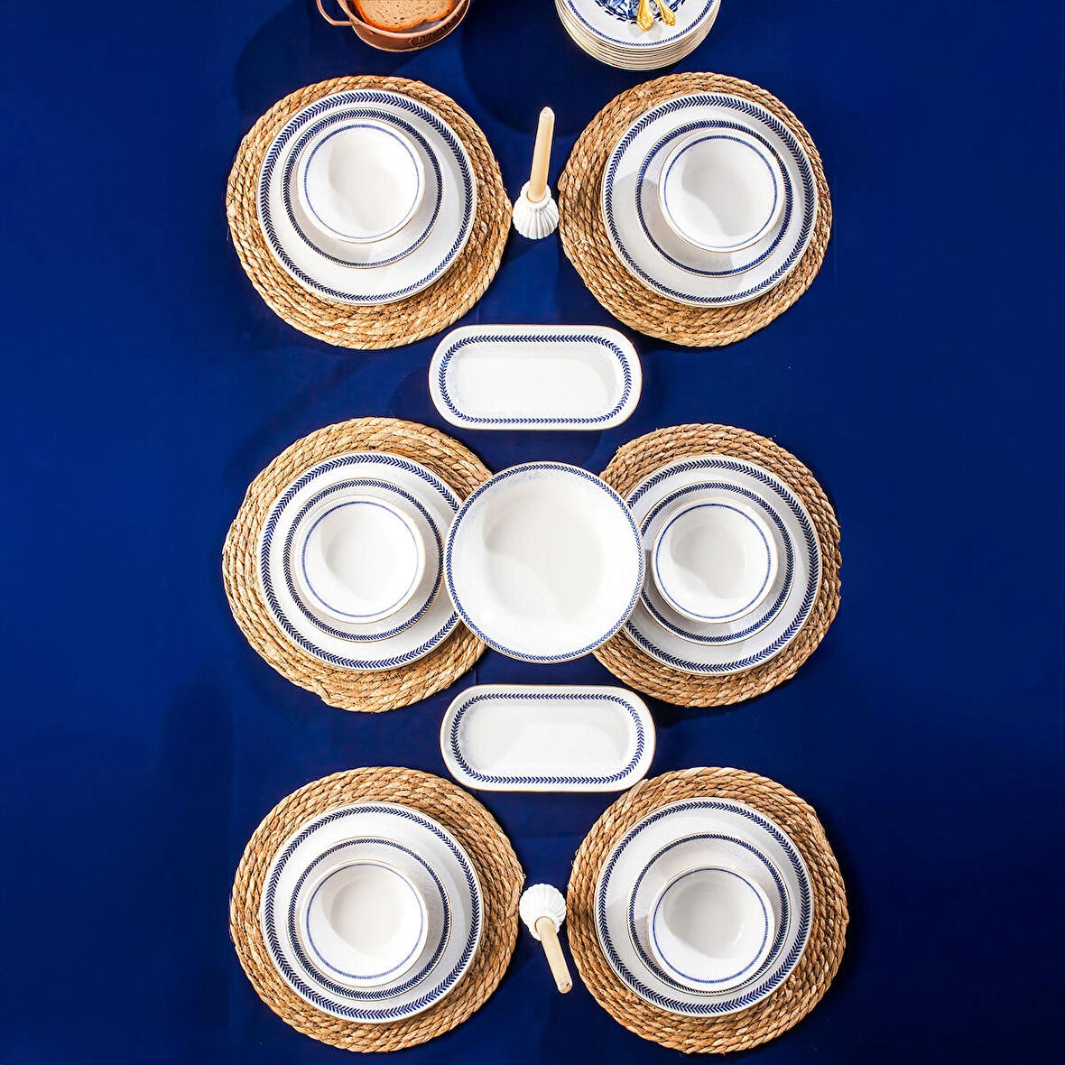 Perotti French Altın yaldızlı Stoneware Yemek Takımı 27 Parça 6 Kişilik Yemek Seti