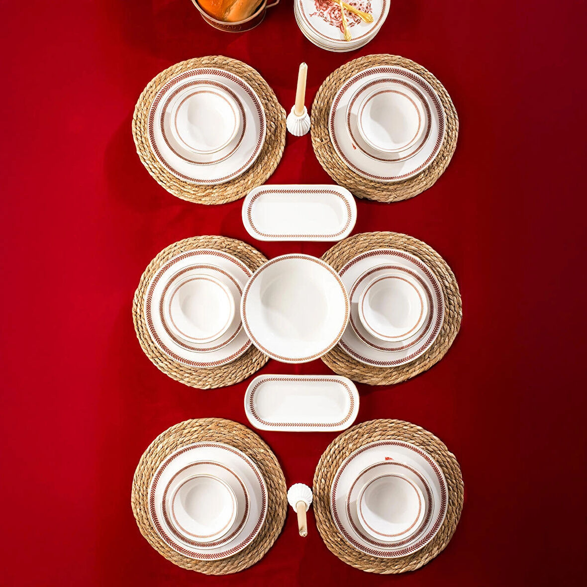 Perotti Danish Altın yaldızlı Stoneware Yemek Takımı 27 Parça 6 Kişilik Yemek Seti