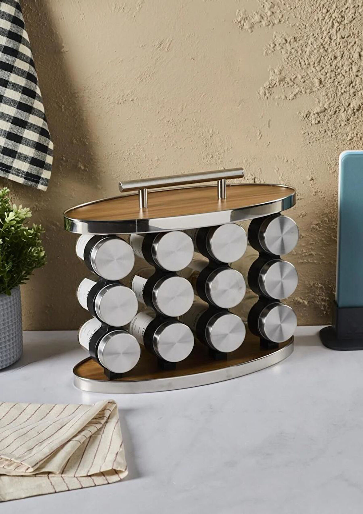 Casa Wood Baharatlık Takımı - Stantlı, Oval