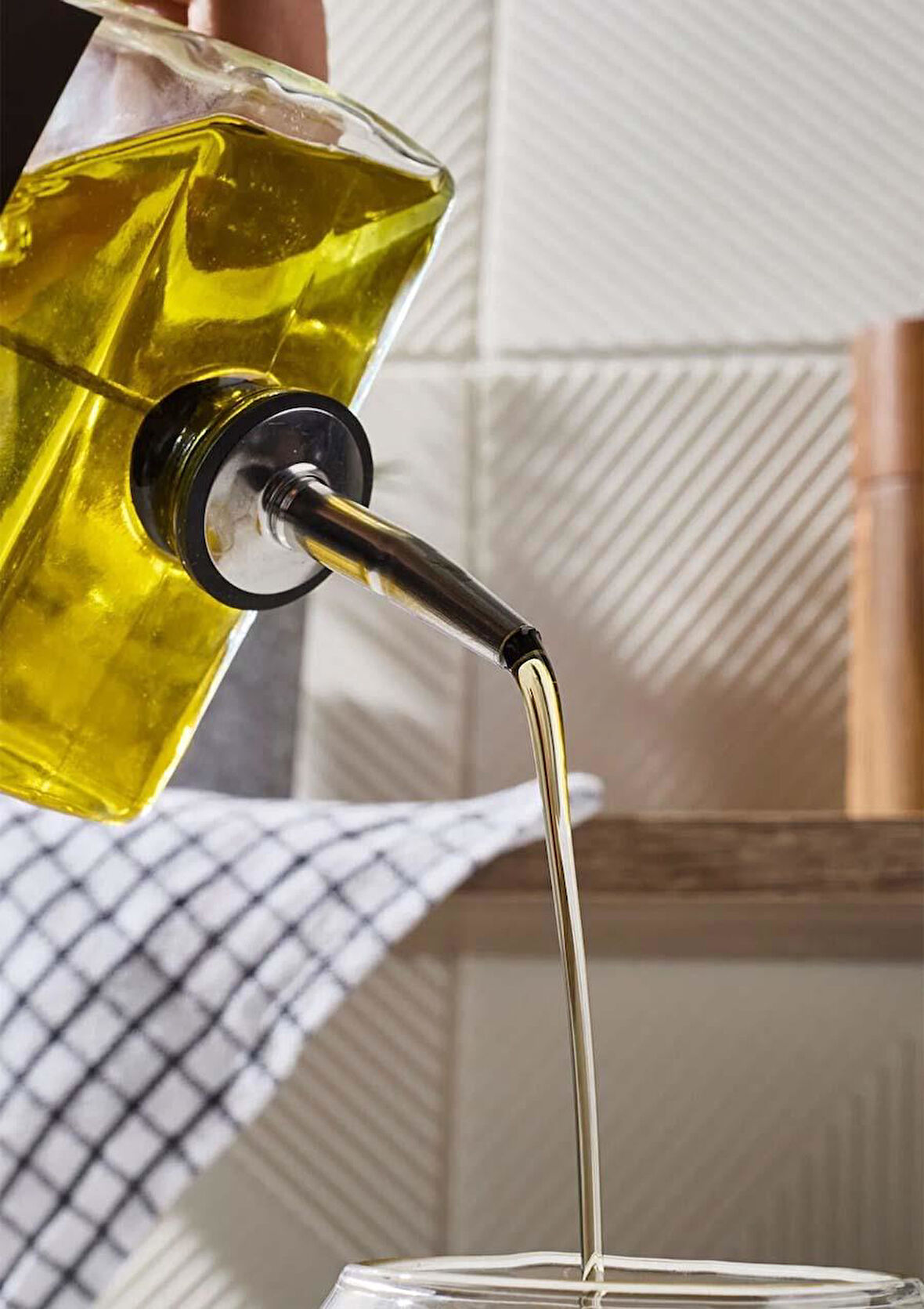 3'lü Cam Yağdanlık Seti - Yağlık, Sirkelik, Sosluk Takımı - 6 Parça, Gümüş Başlık