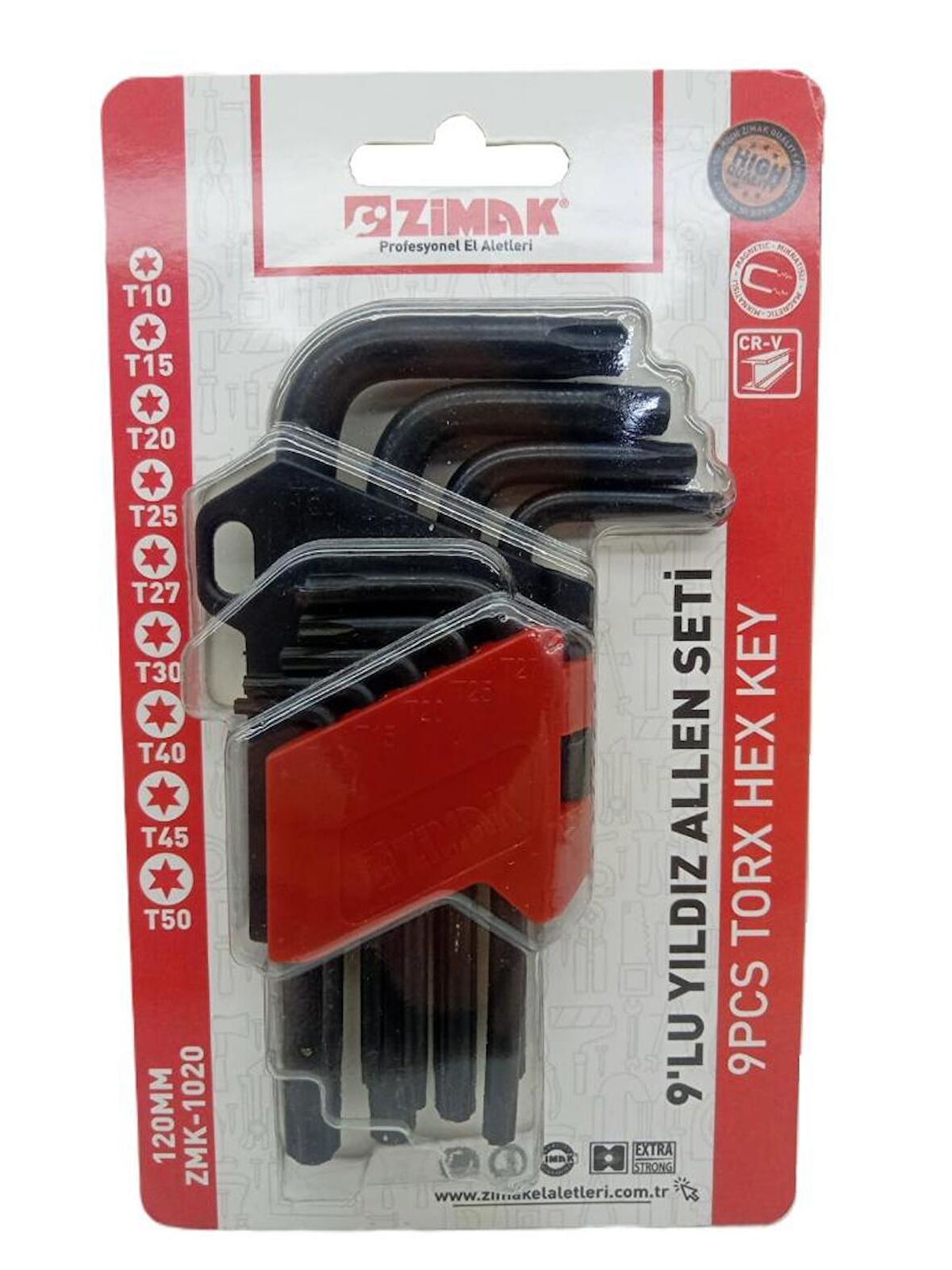 Zimak 9lu Torx Alyan Seti Mıknatıslı 120mm Zmk1020