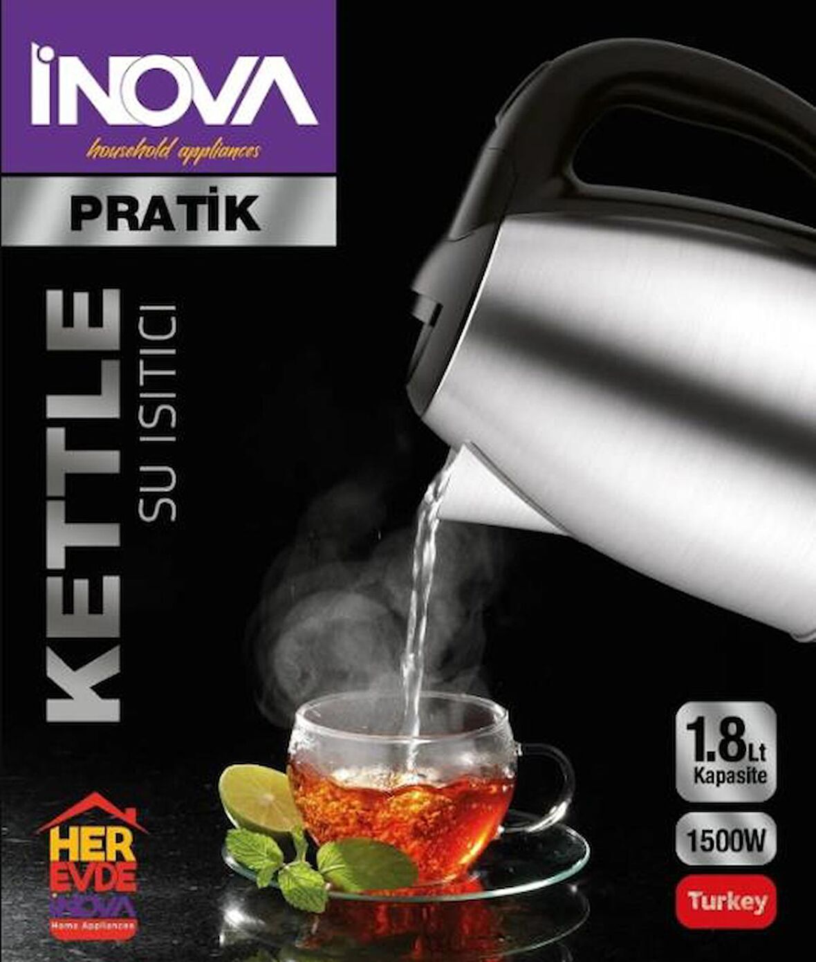 Inova Pratik Paslanmaz Çelik Kettle Su Isıtıcısı 