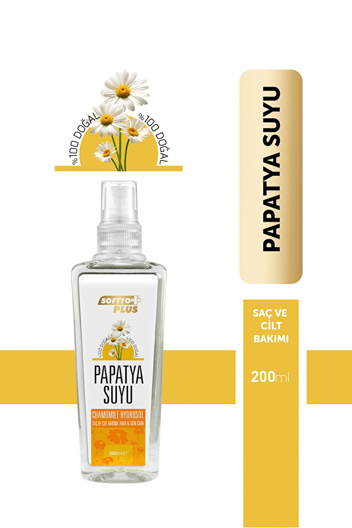 Saç İçin Parlaklık Veren ve Canlılık kazandıran Papatya Suyu 200 ml