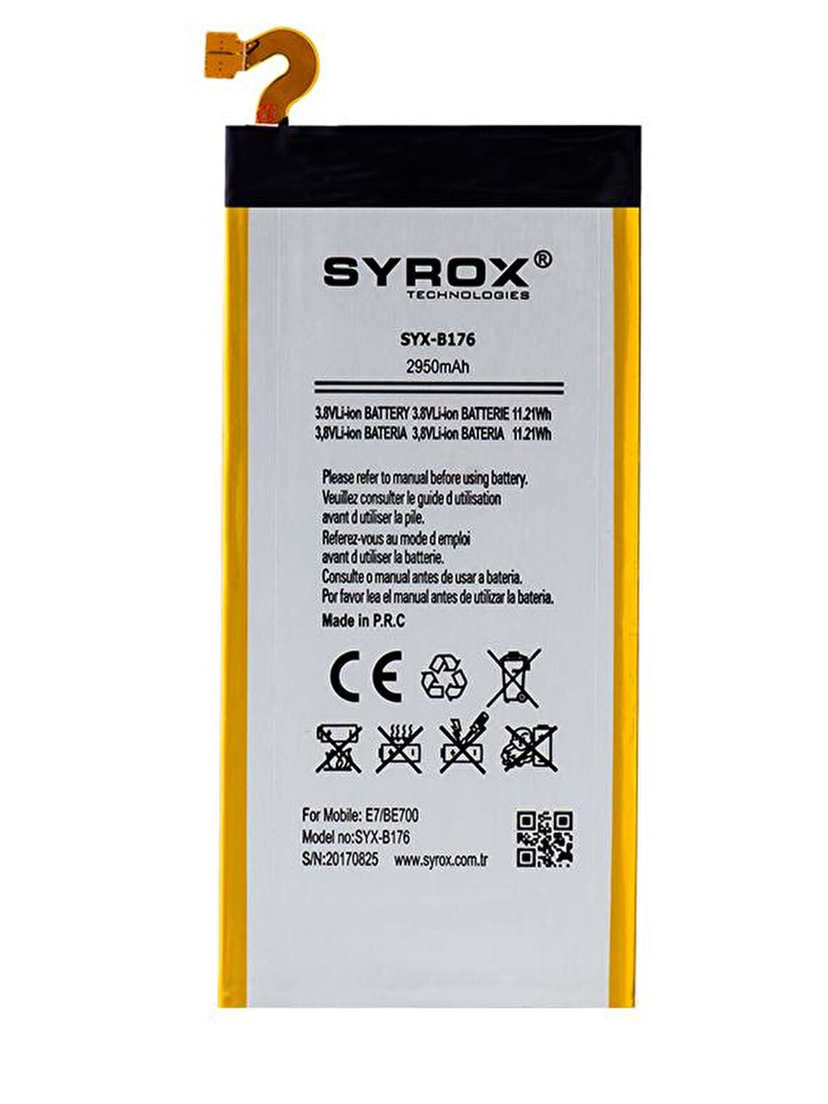 Syrox Samsung Galaxy E7 (E700) Batarya 2950 mAh B176