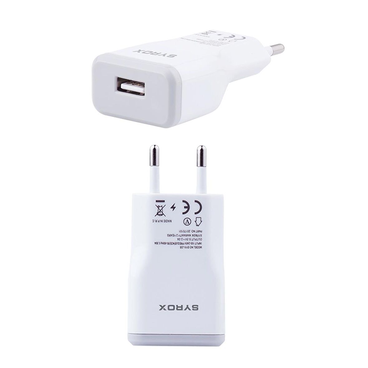Syrox J35 2.1A 1xUSB-A Port Çıkışlı Hızlı Şarj Cihazı - Beyaz