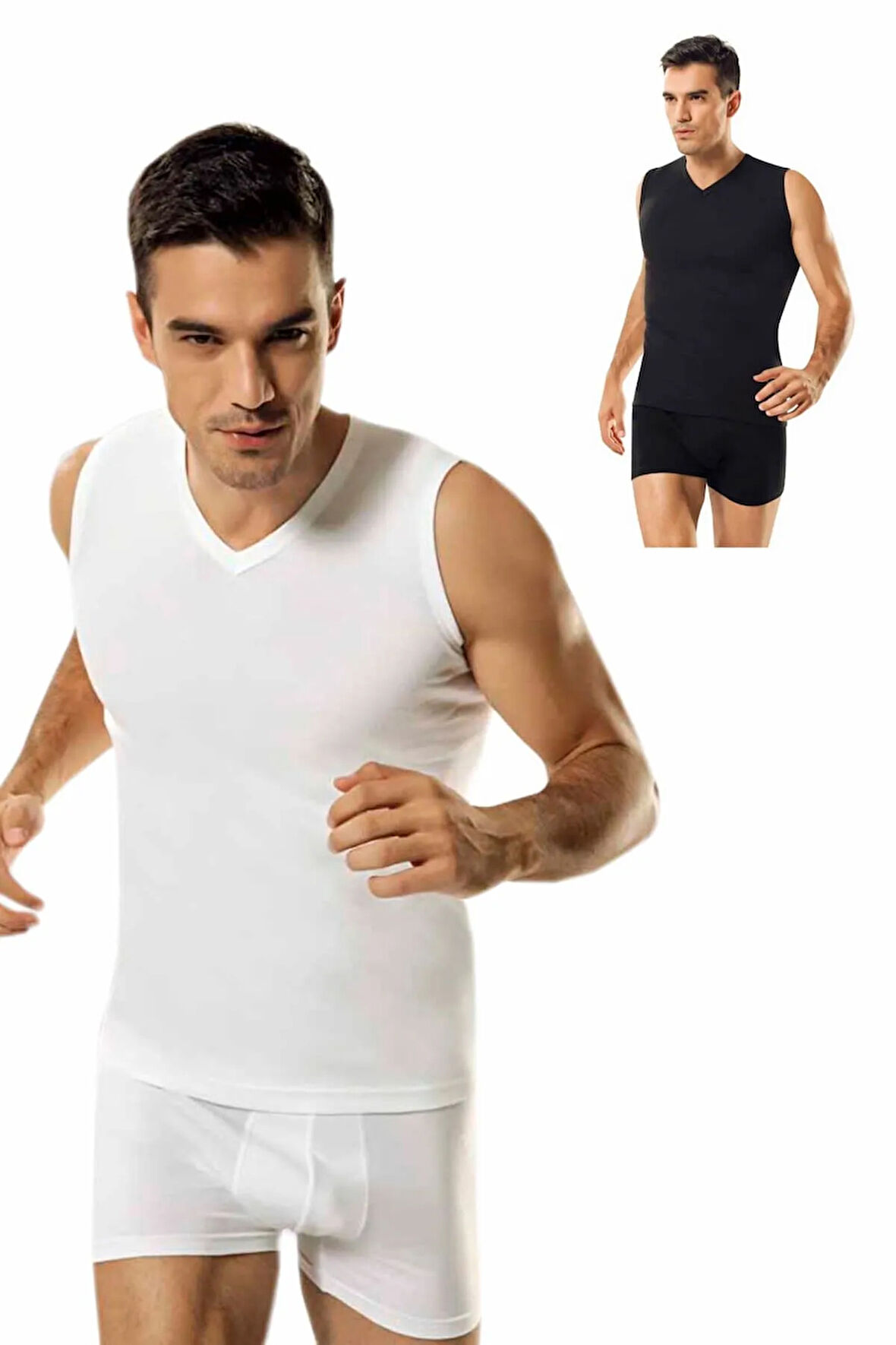 2'li Paket V Yaka 0 Kol Erkek Fanila