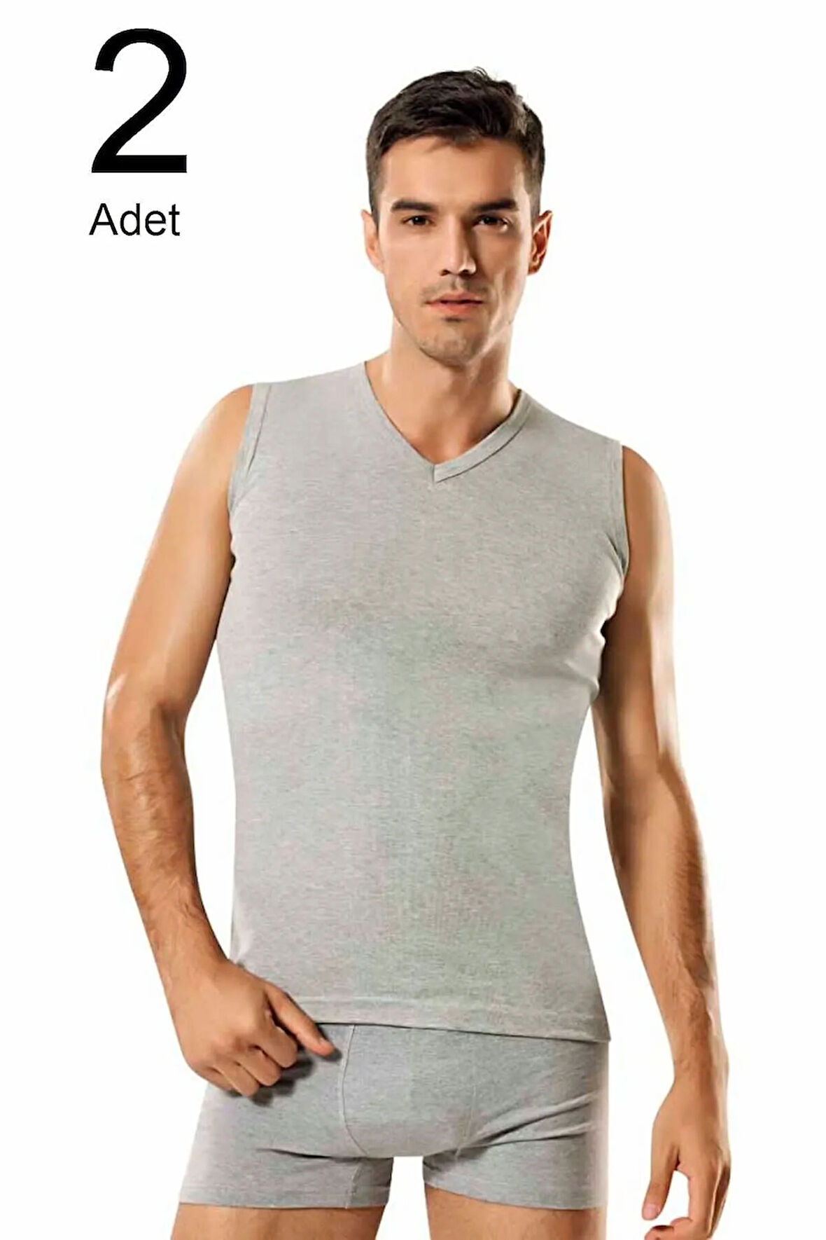 2'li Paket V Yaka 0 Kol Erkek Fanila