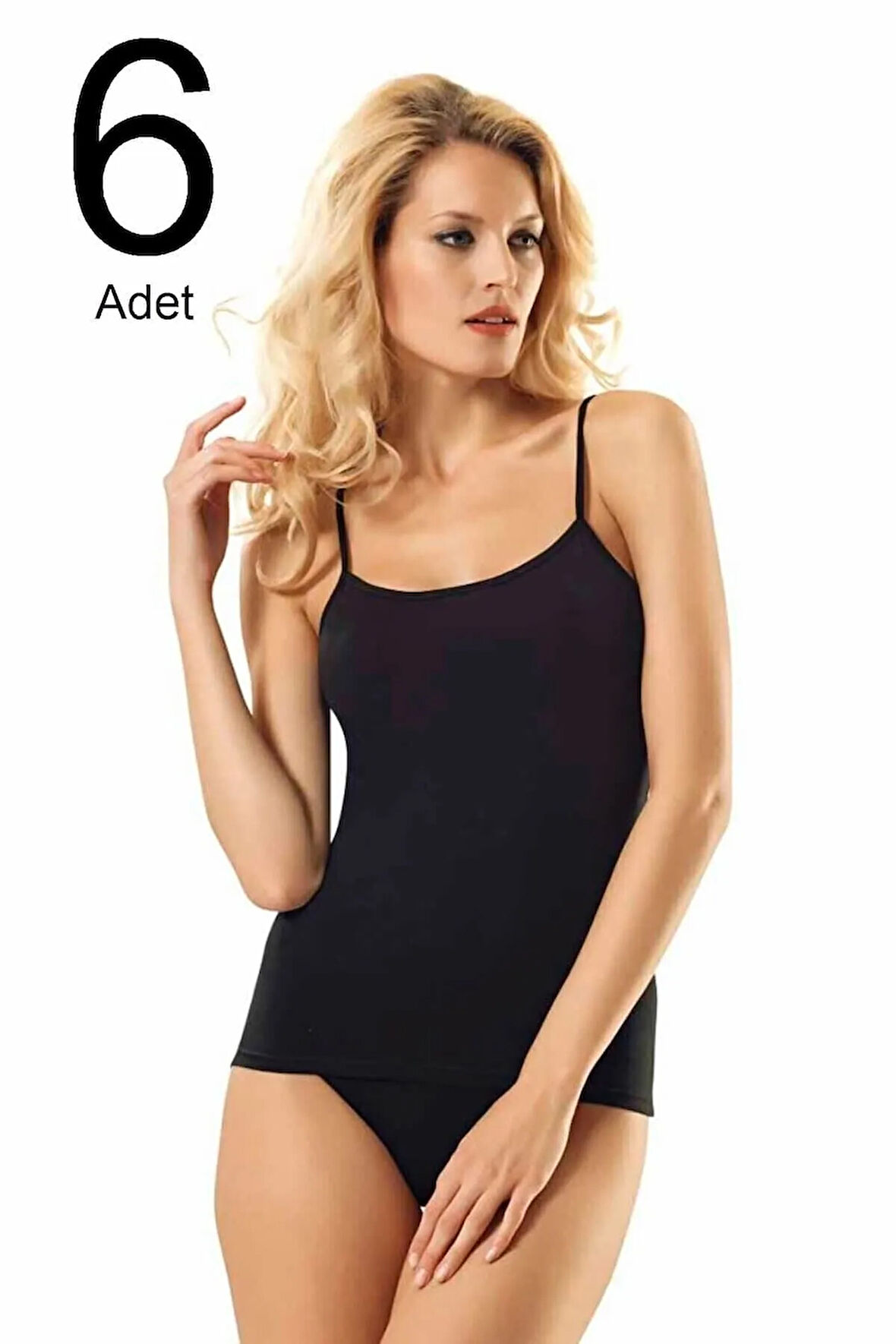 6'lı Paket Ip Askılı Kadın Beyaz Atlet
