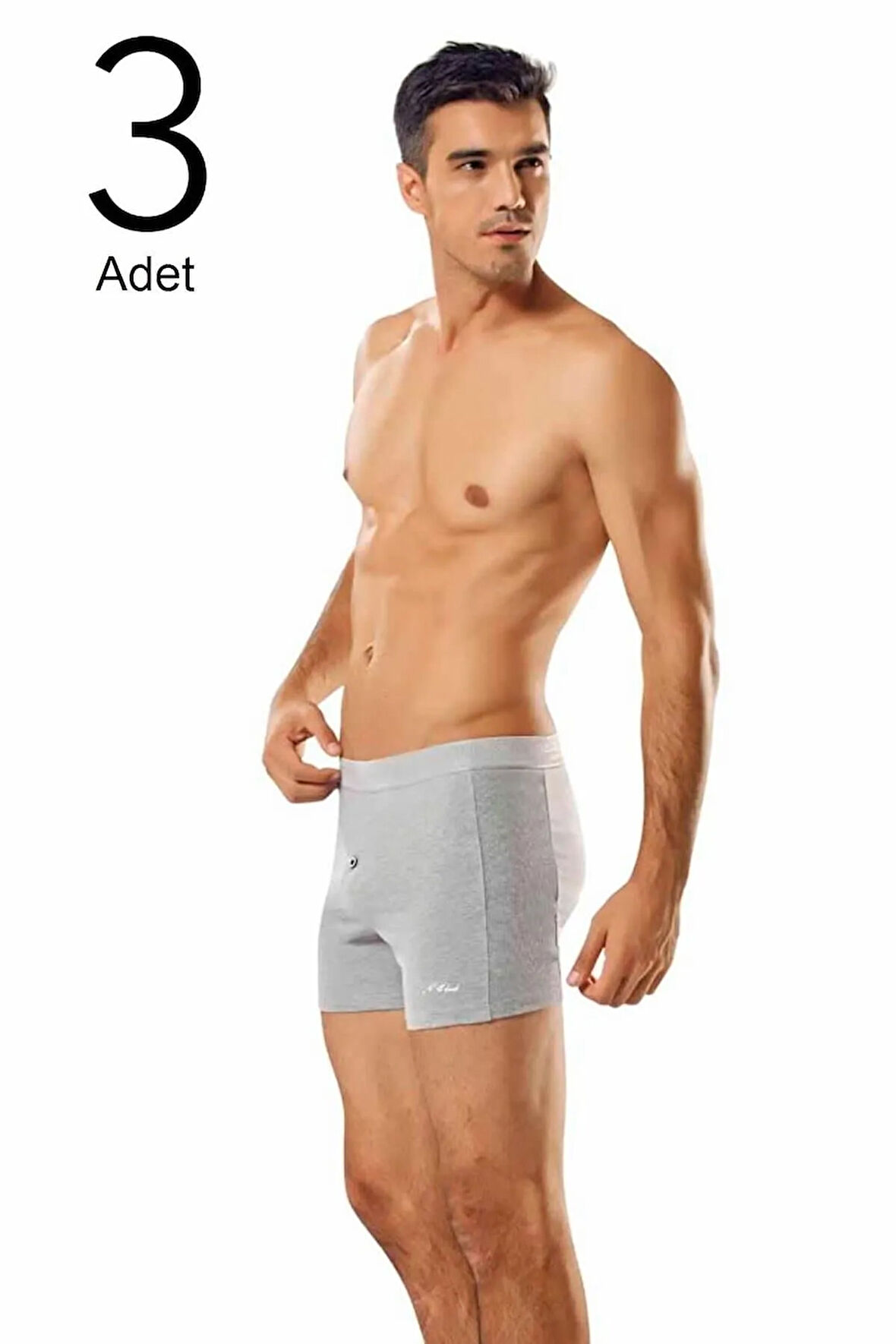 3'lü Paket Düğmeli Erkek Boxer