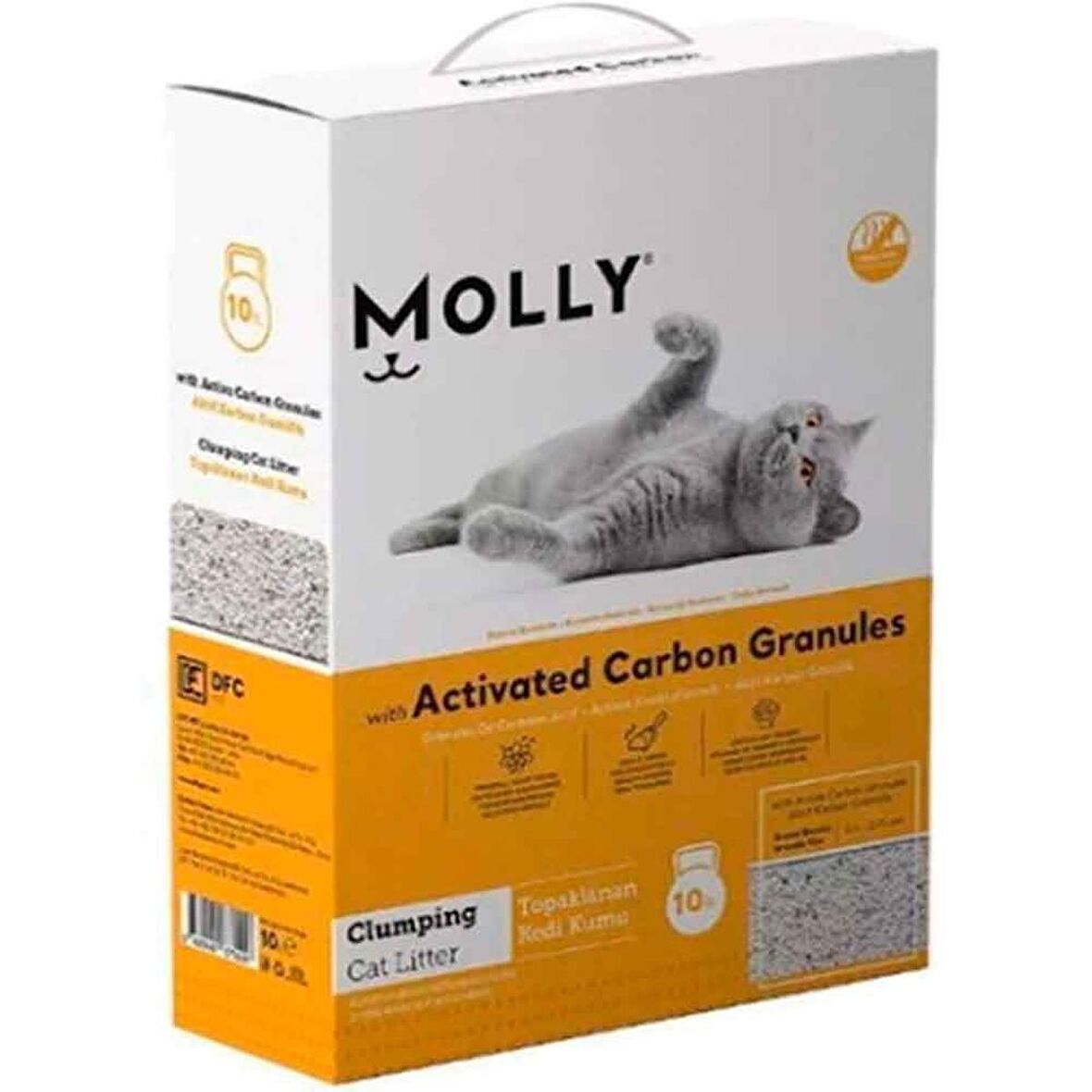 Molly Aktif Karbonlu Topaklaşan Kedi Kumu 10 LT