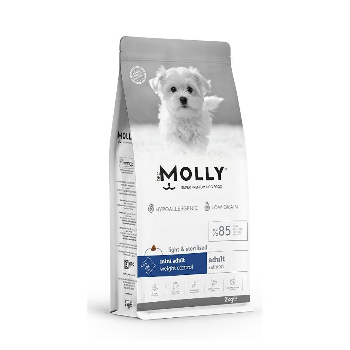 Molly Düşük Tahıllı Hypoallergenic Somonlu Küçük Irk Kısırlaştırılmış Yetişkin Köpek Maması 2 Kg