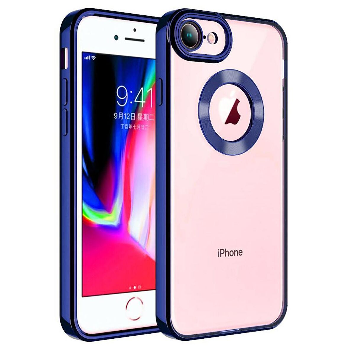 iPhone 8 Kılıf Köşeleri Renkli Şeffaf Kamera Korumalı Silikon Luxury Kapak