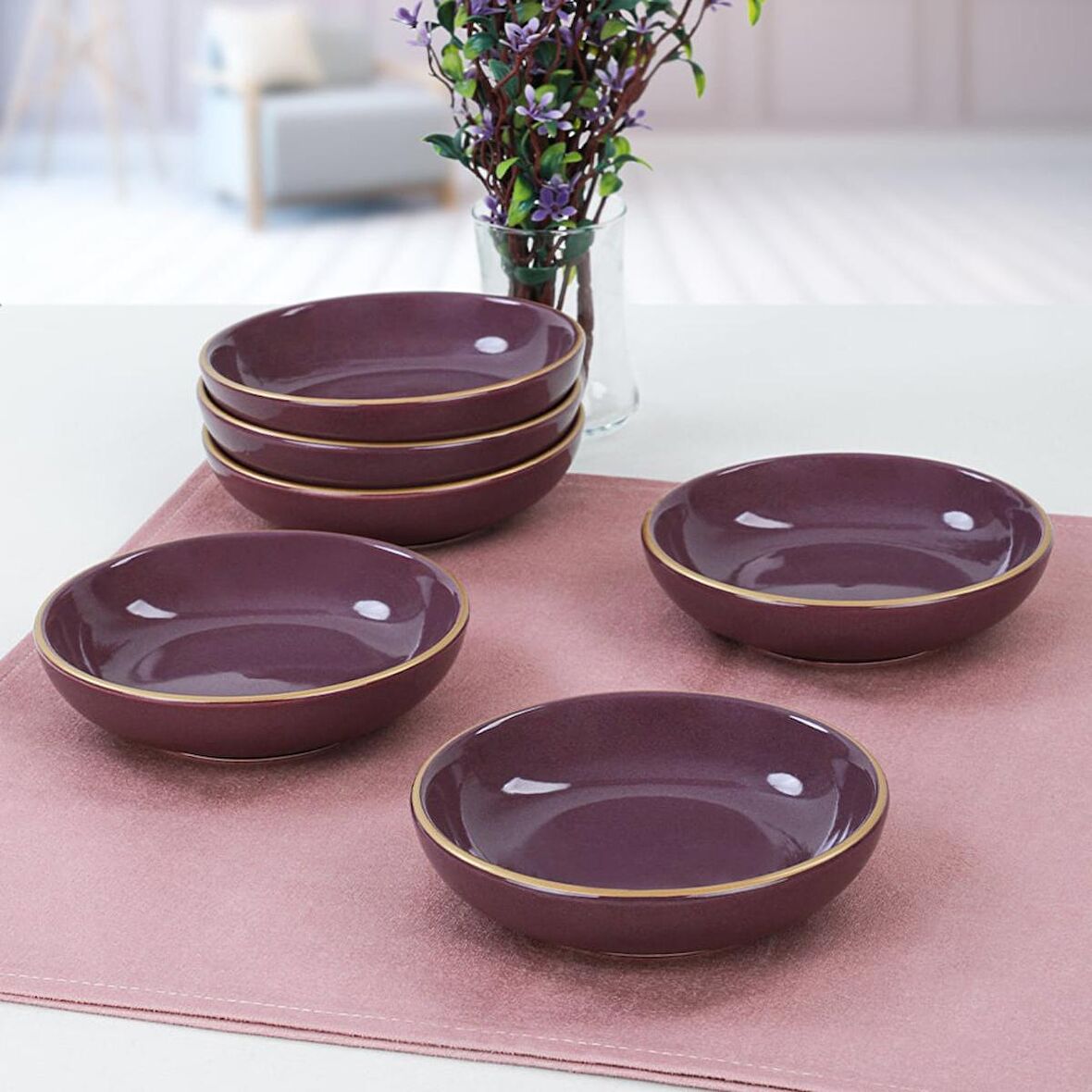 Keramika Mor Halka Çerezlik/Sosluk 13 Cm 6 Adet