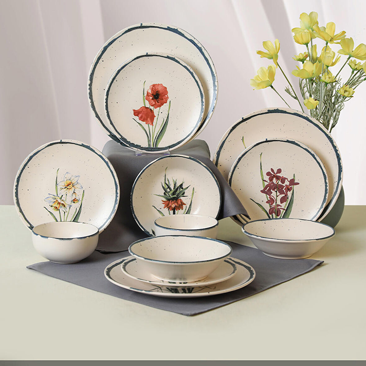 Keramika Anatolian Flowers Yemek Takımı 24 Parça 6 Kişilik - 256/261