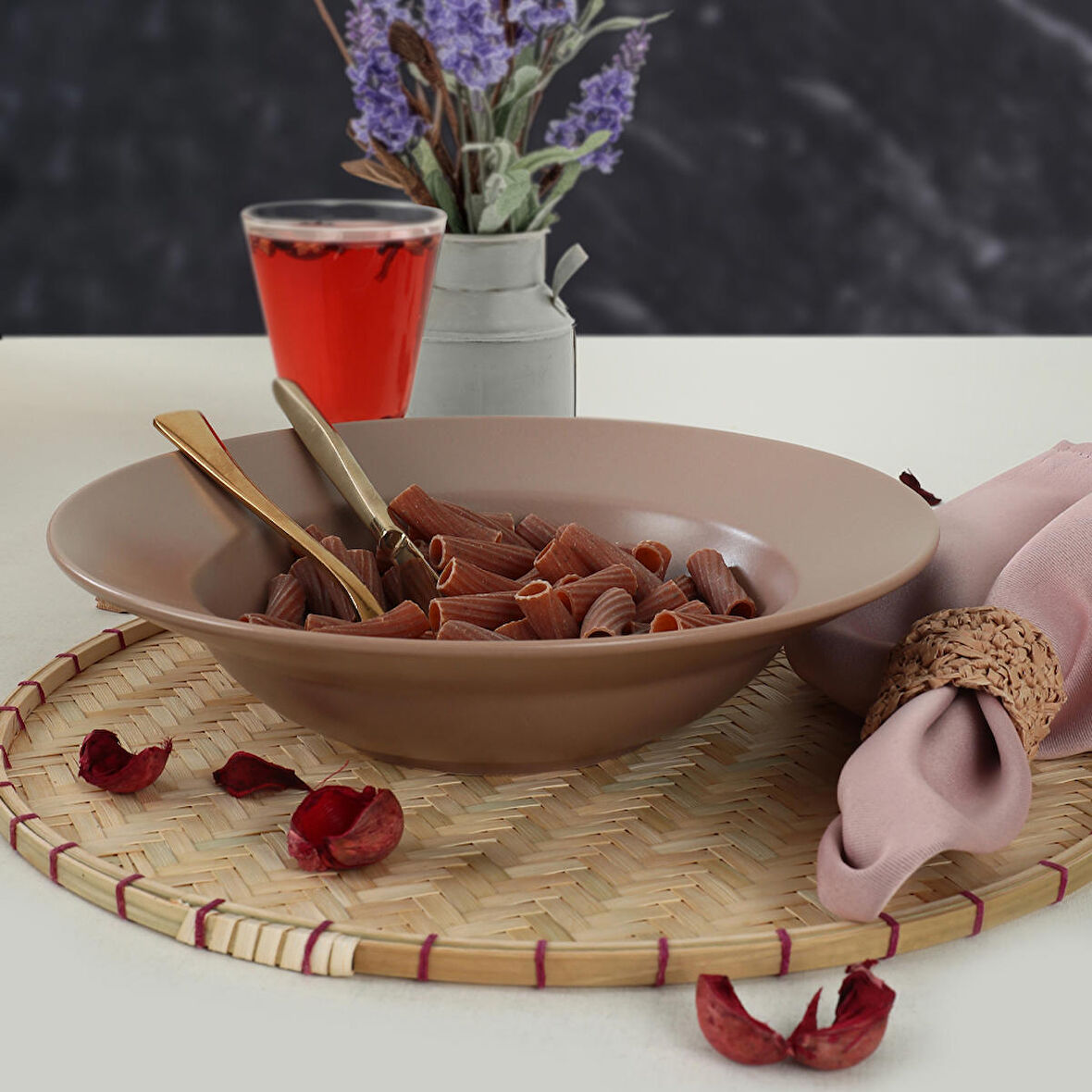 Keramika Delta Mat Açık Taupe Makarna Tabağı 26 Cm - 958