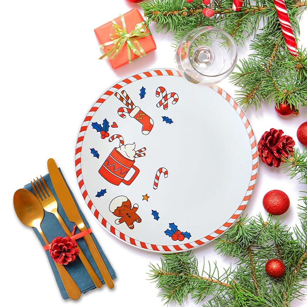 Keramika New Year Sevimli Noel Servis Tabağı 26 Cm 21655