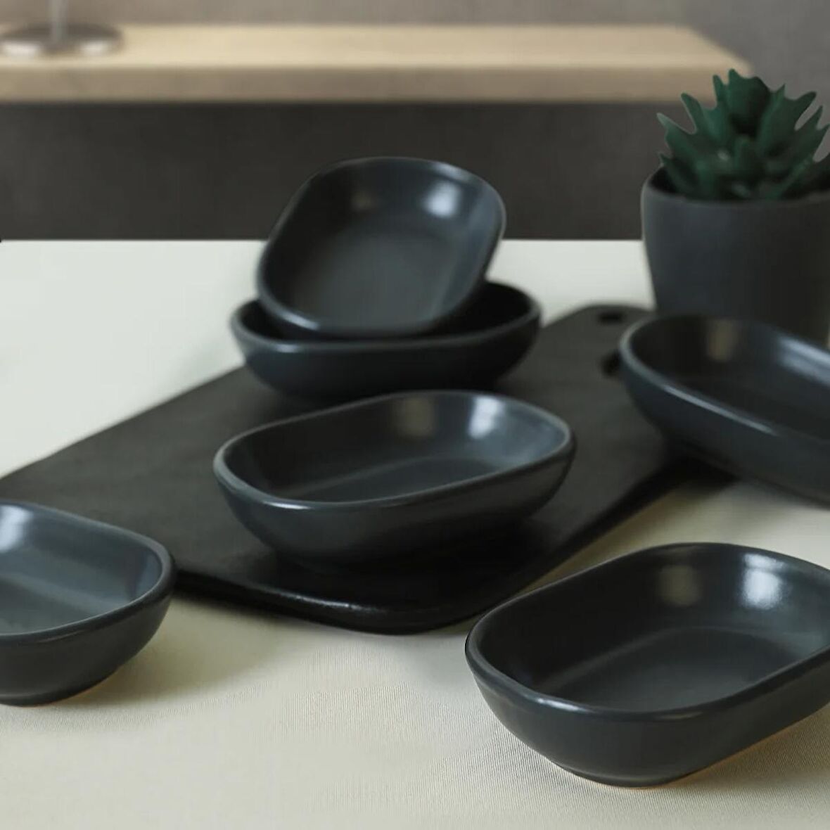 Keramika Mat Koyu Gri Noyan Çerezlik 11 Cm 6 Adet 627