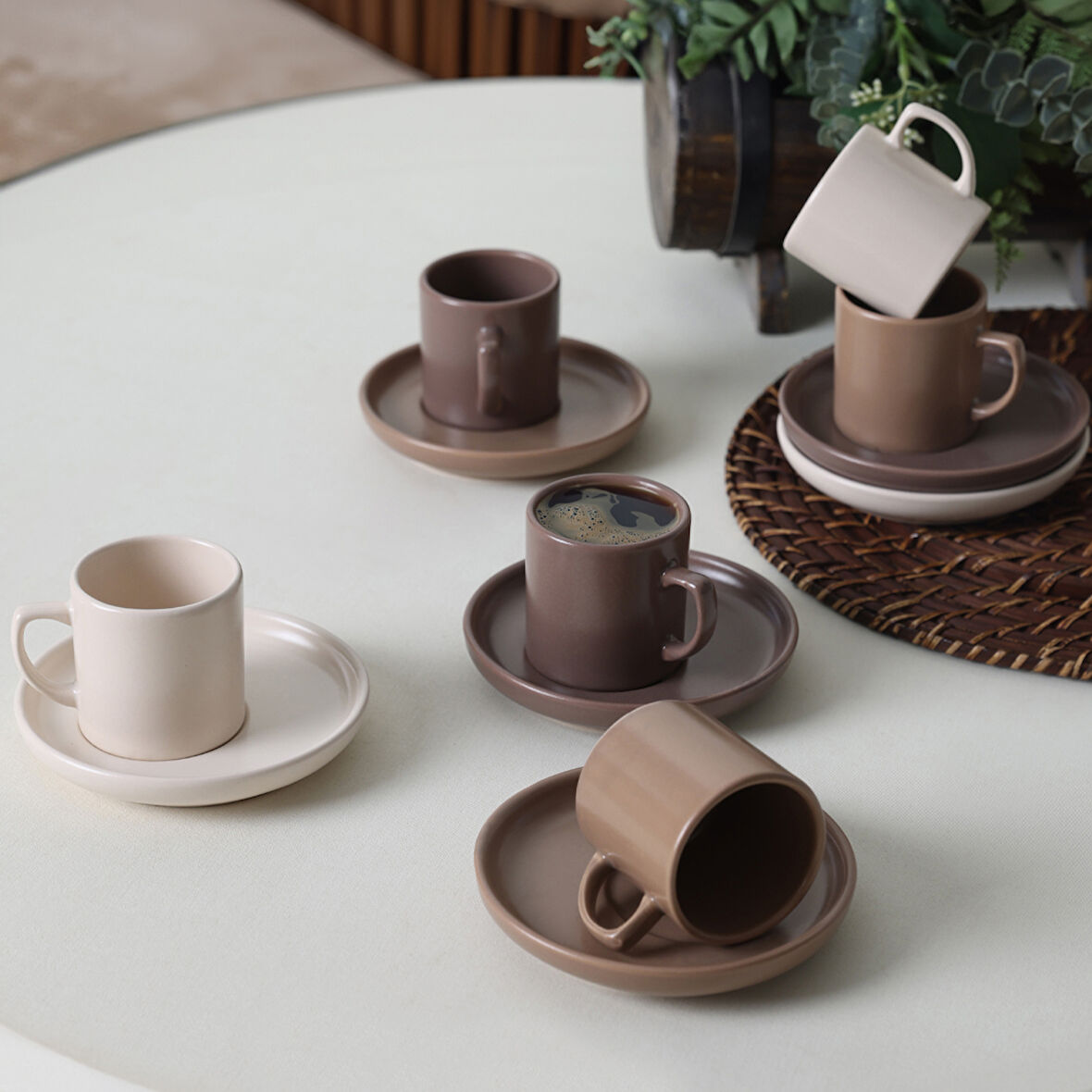 Keramika Brown Mix Kahve Takımı 12 Parça 6 Kişilik 950-958-977