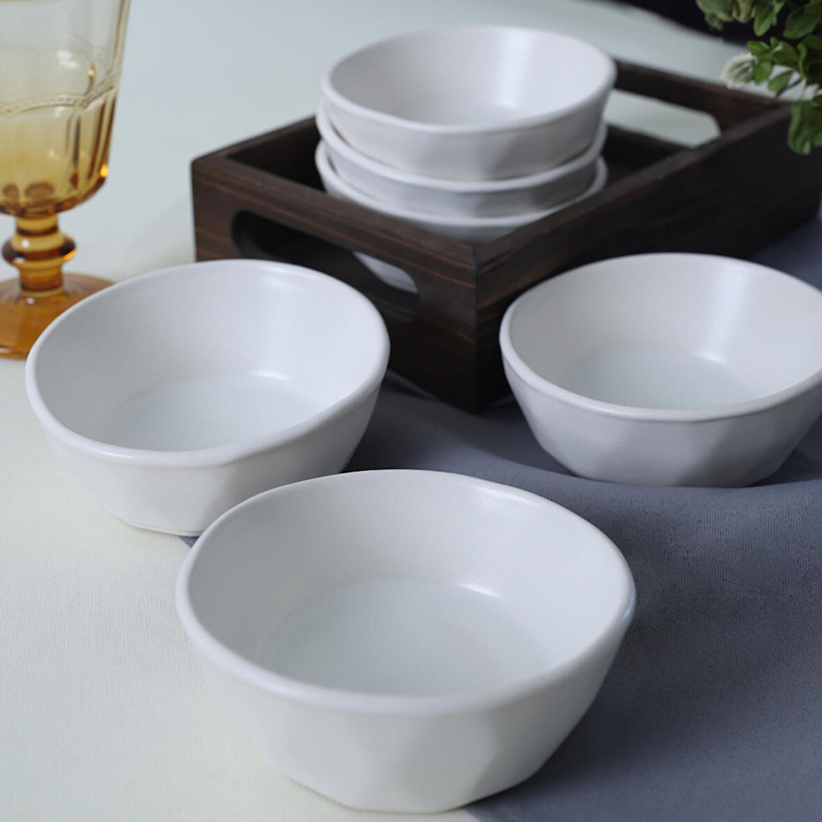 Keramika Mat Beyaz Kristal Çerezlik / Sosluk 12 Cm 6 Adet 022