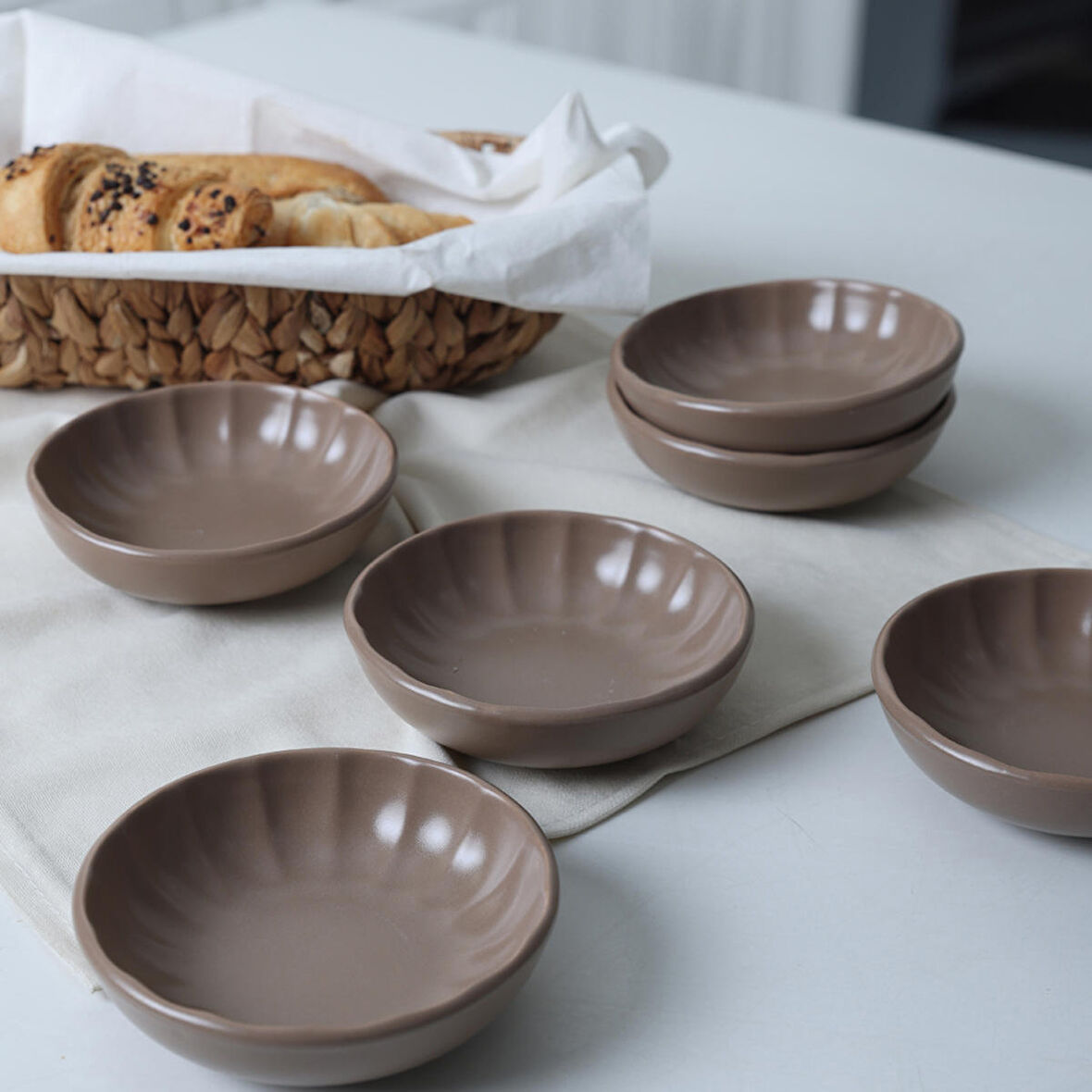 Keramika Mat Toprak Taupe Sirius Çerezlik / Sosluk 12 Cm 6 Adet 977
