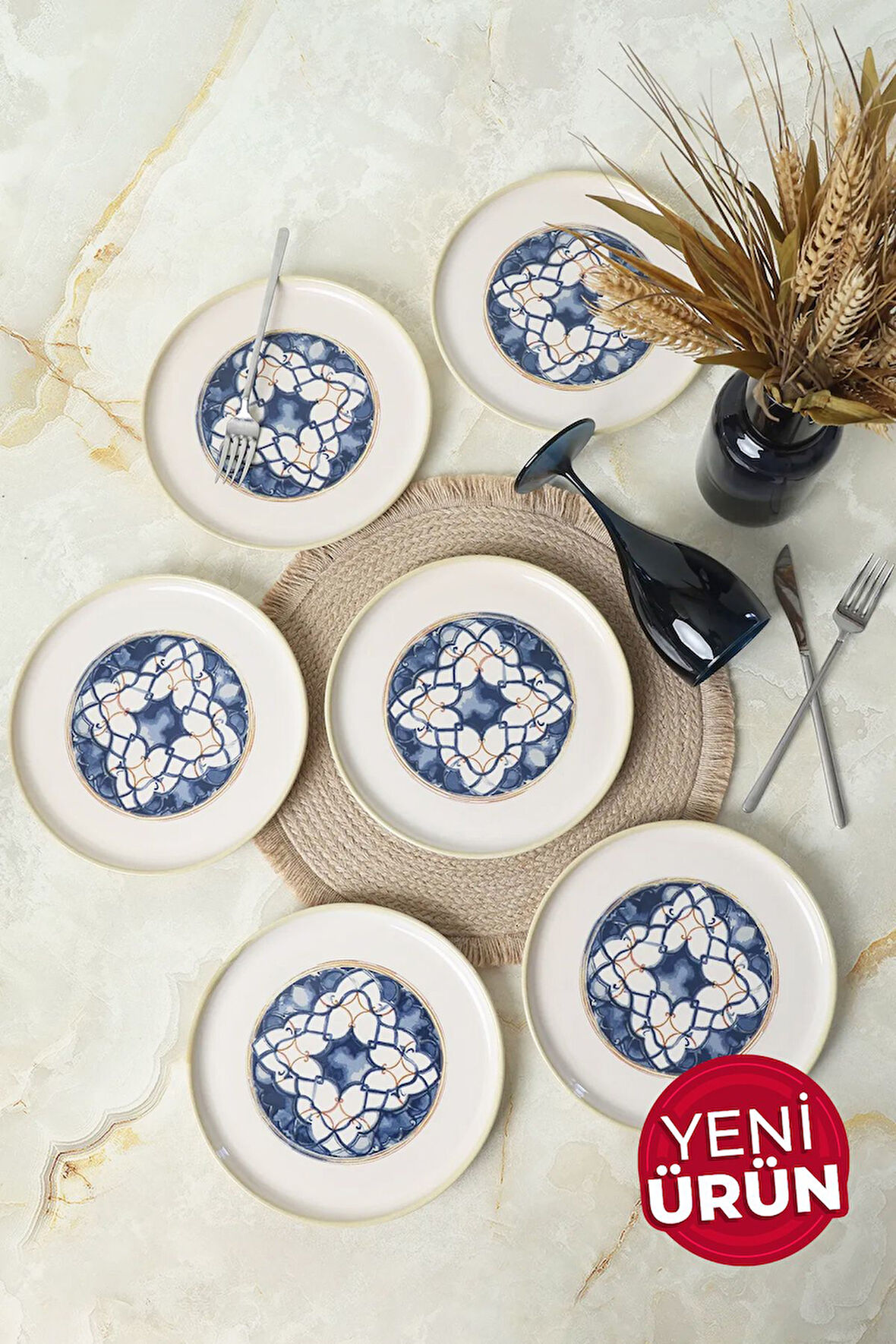 Keramika Wave Flow Nordic Pasta Tabağı 22 Cm 6 Adet 22748