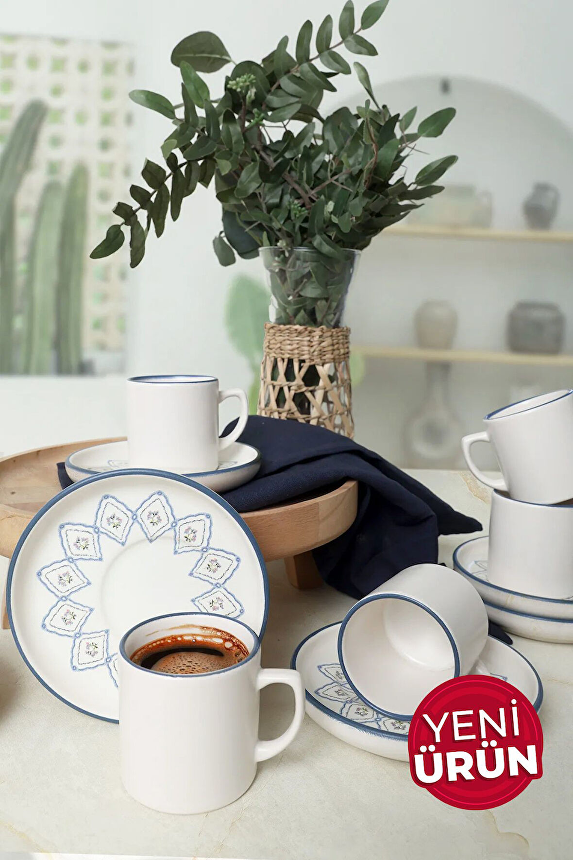 Keramika Floral Waves Nordic Kahve Takımı 12 Parça 6 Kişilik 22669-71
