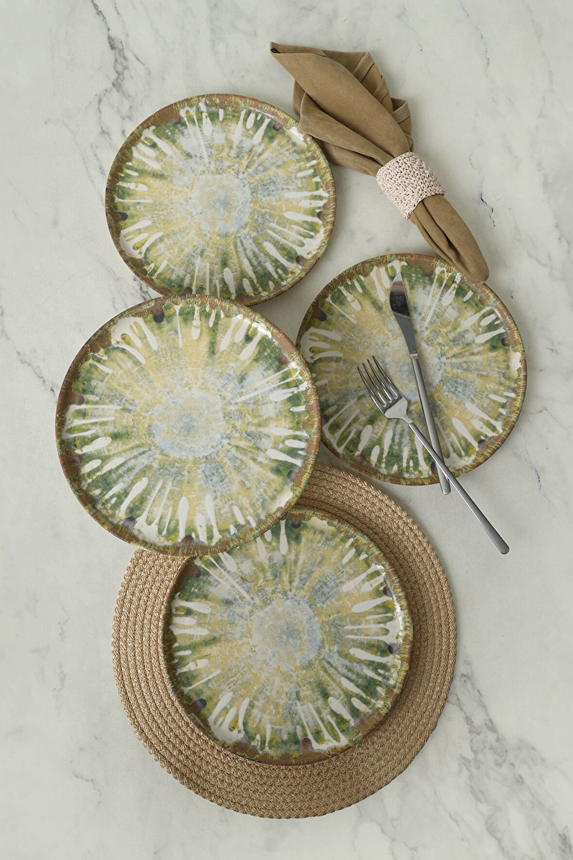 Keramika Green Ripple Nordıc Pasta Tabağı 22 Cm 4 Adet / 22896
