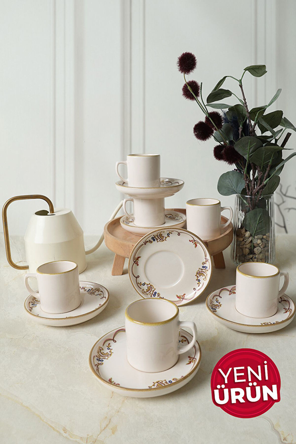 Keramika Bronze Bloom Nordic Kahve Takımı 12 Parça 6 Kişilik 22928-29