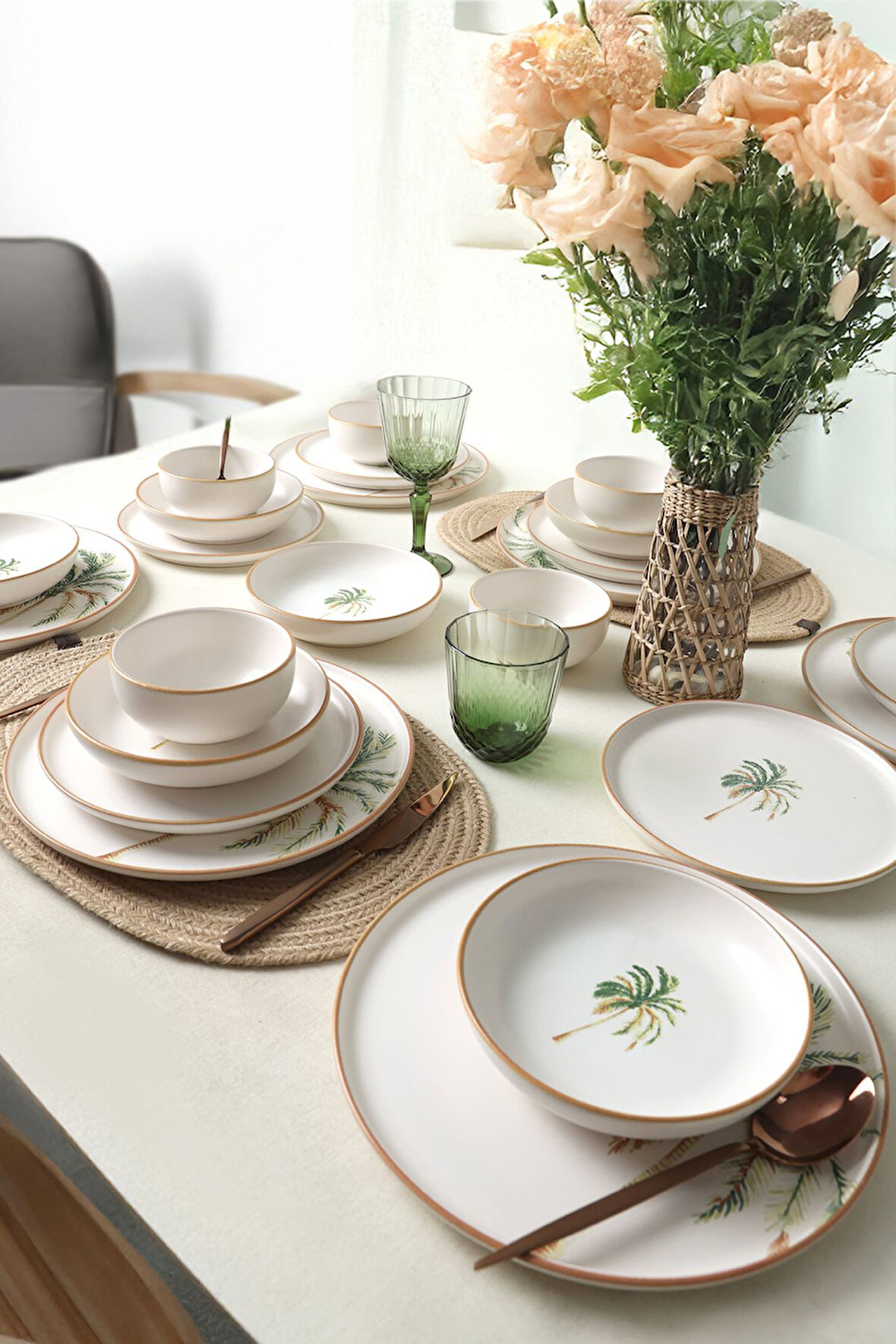 Keramika Bronze Palmiye Yemek Takımı 24 Parça 6 Kişilik 22901-02-03