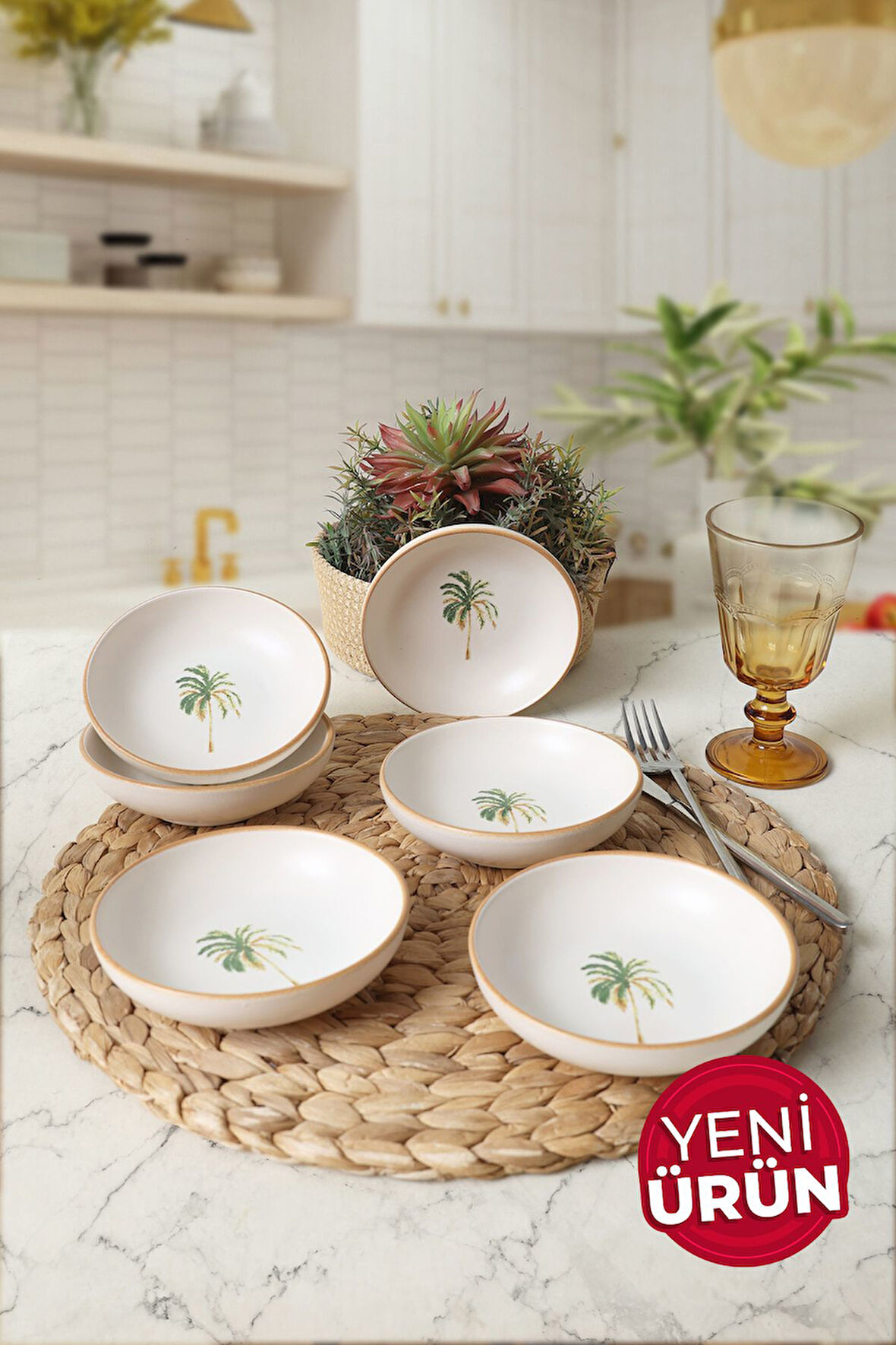 Keramika Bronze Palmiye Halka Çerezlik / Sosluk 13 Cm 6 Adet 22901