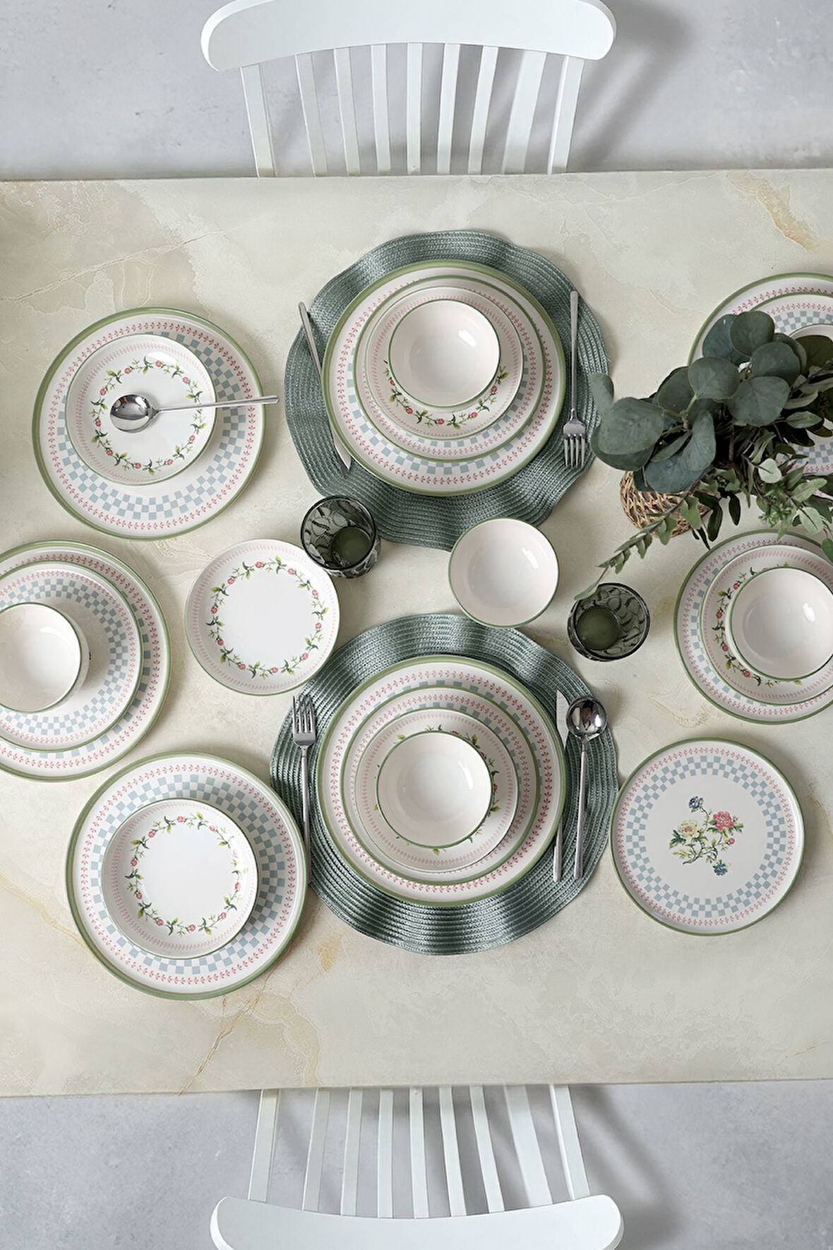 Keramika Rose Line Yemek Takımı 24 Parça 6 Kişilik 22909-10-11