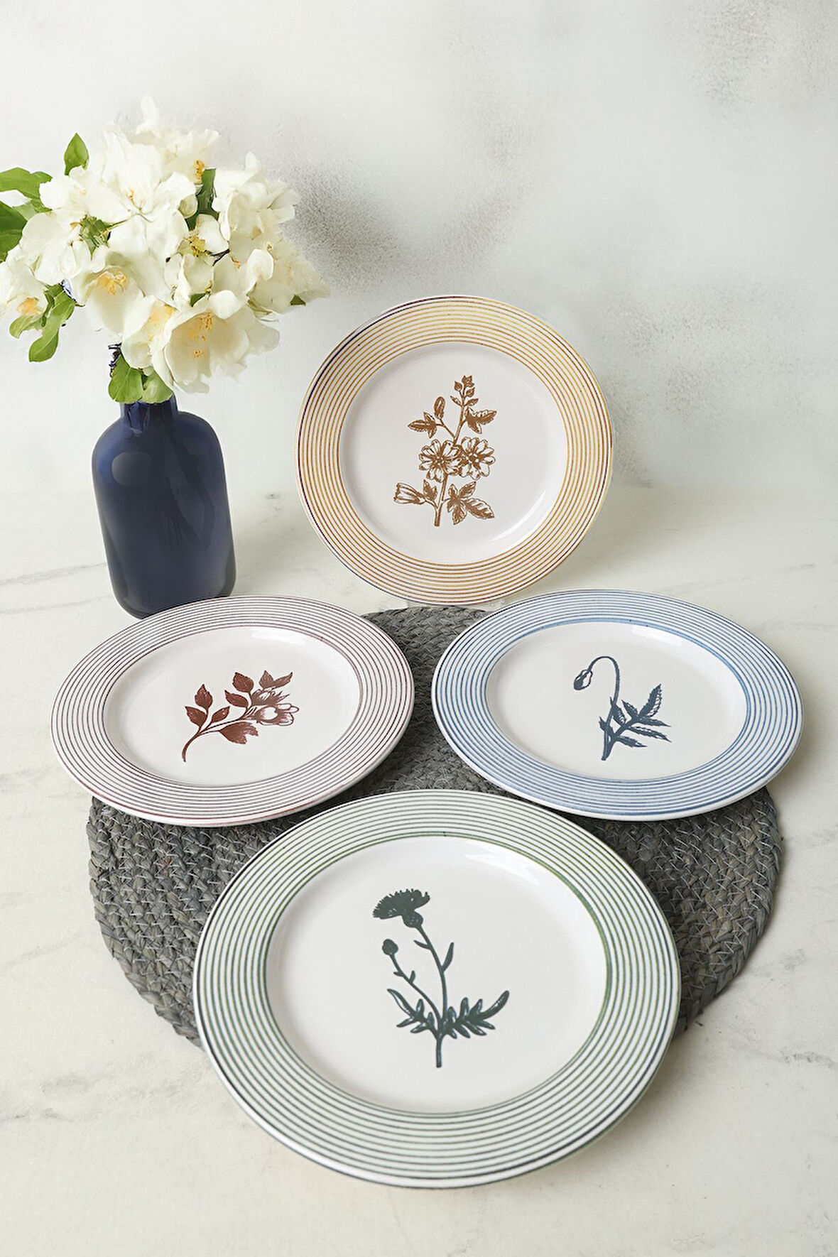 Keramika Floral Essence Assos Pasta Tabağı 22 Cm 4 Adet / 22890-93-94-22949