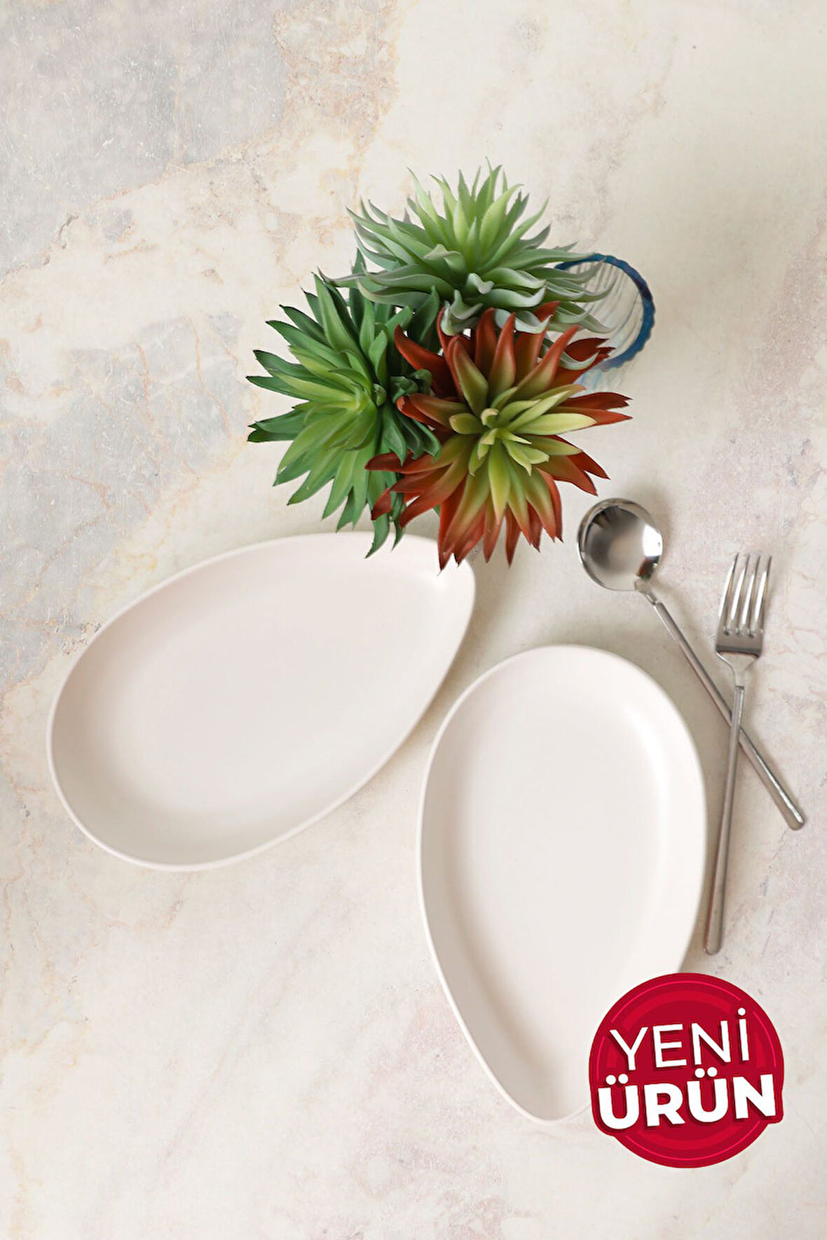 Keramika Mat Beyaz Serenity Kayık Tabak 24 Cm 2 Adet 022