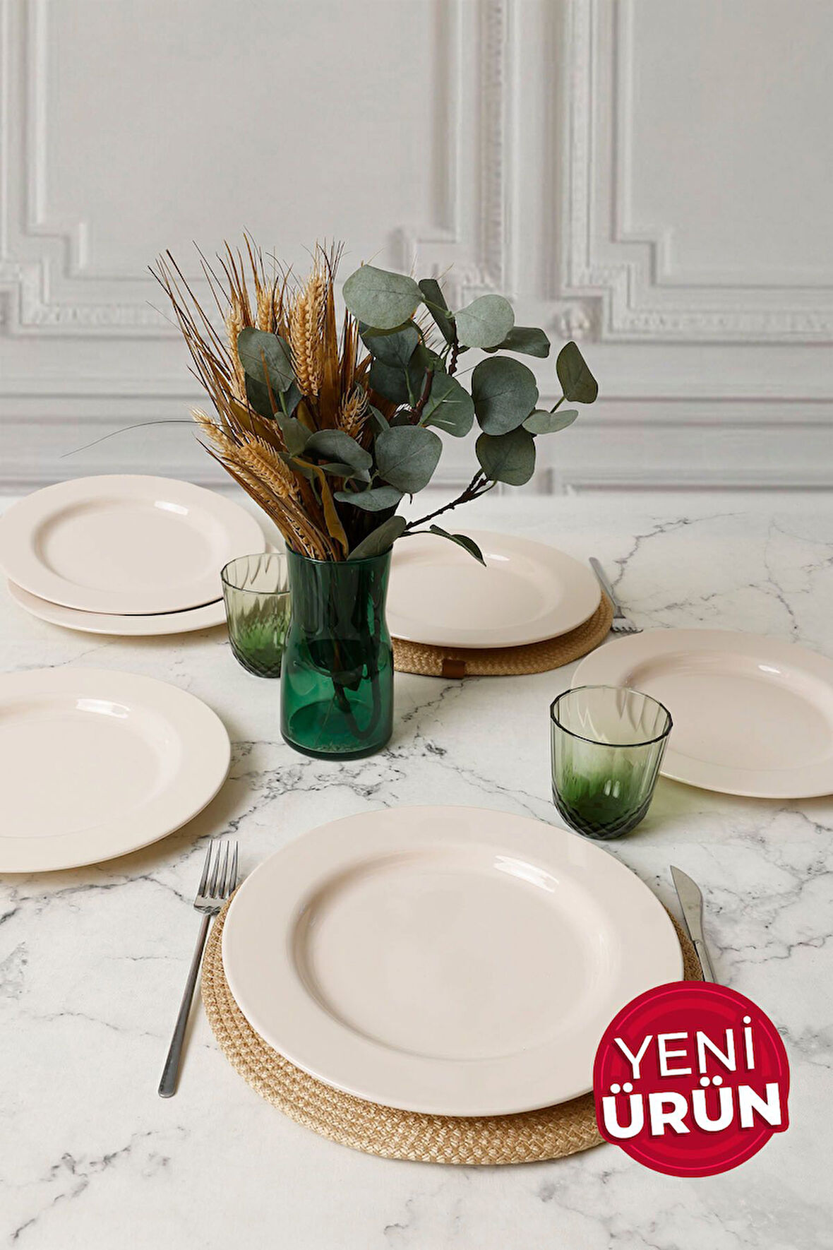 Keramika Krem Assos Servis Tabağı 28 Cm 6 Adet 030
