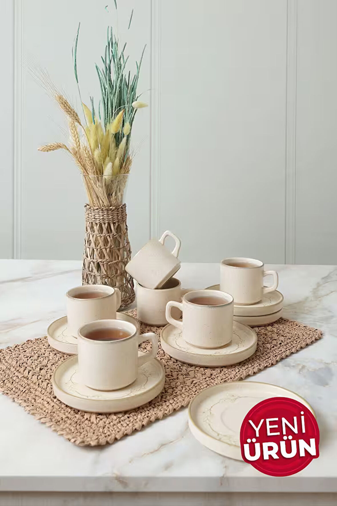 Keramika Taupe Bloom Stackable Çay Takımı 12 Parça 6 Kişilik 22520-28