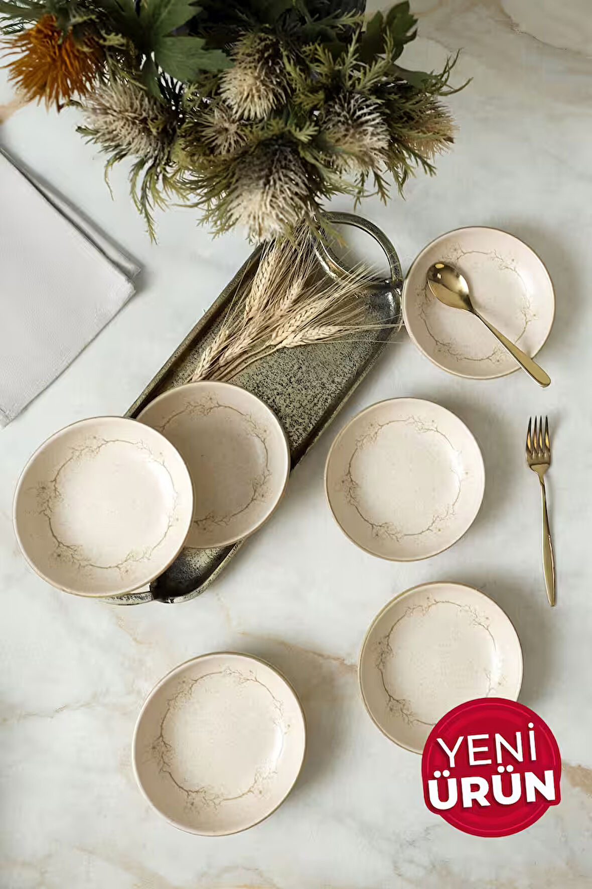 Keramika Taupe Bloom Halka Çerezlik / Sosluk 13 Cm 6 Adet 22528