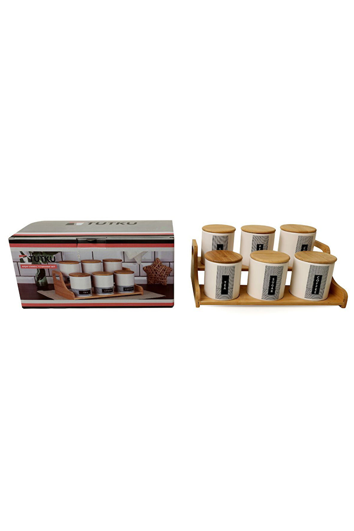 Bambu Standlı 6 Parça Baharat Seti Tutku 1403