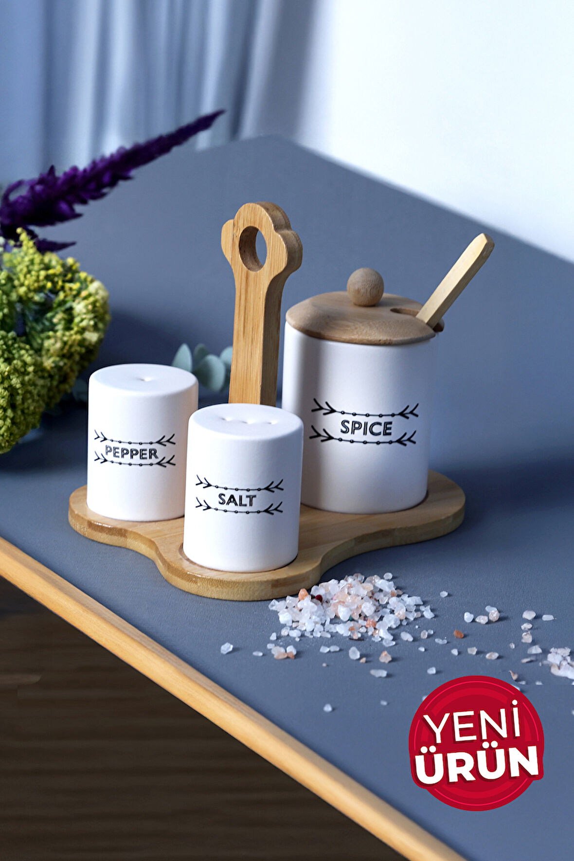 Bambu Standlı 3 Parça Baharat Seti Tutku 1421