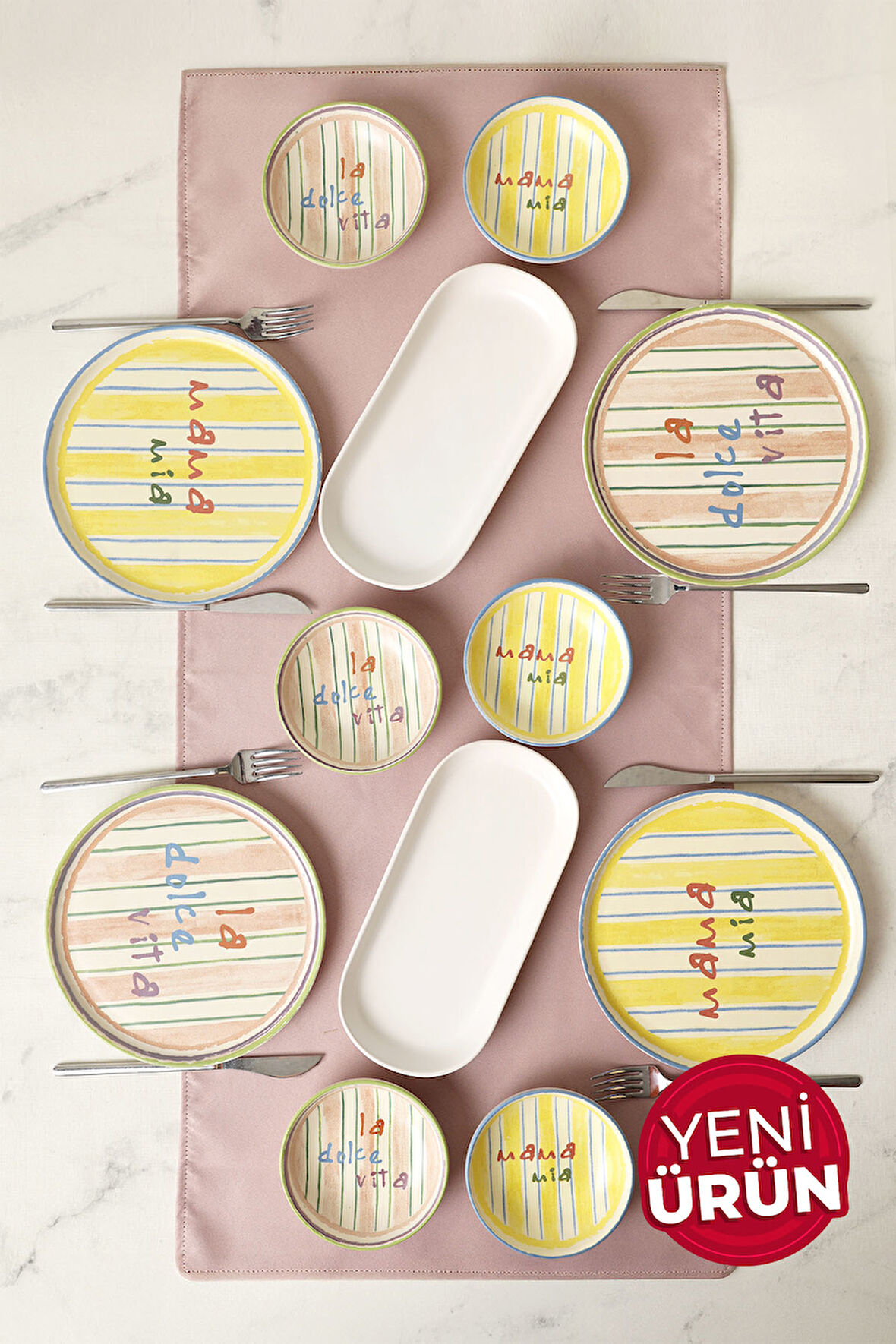 Keramika Mama Mia & La Dolce Vita Kahvaltı Takımı 12 Parça 4 kişilik 22724-25