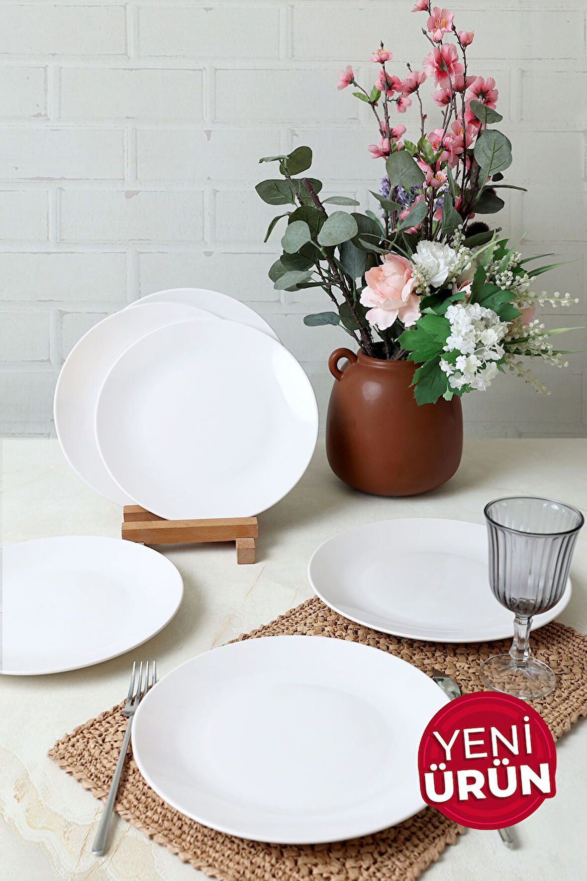 Keramika Beyaz Ege Servis Tabağı 26 Cm 6 Adet 006