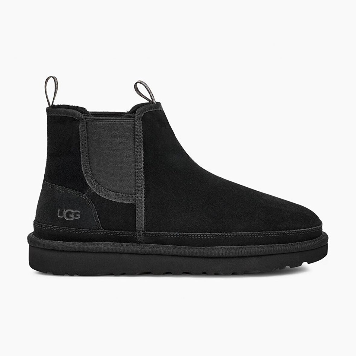 UGG Yuvarlak Burun Orta Topuk Lastikli Soğuk Havaya Dayanıklı Günlük Siyah Klasik Bot Süet